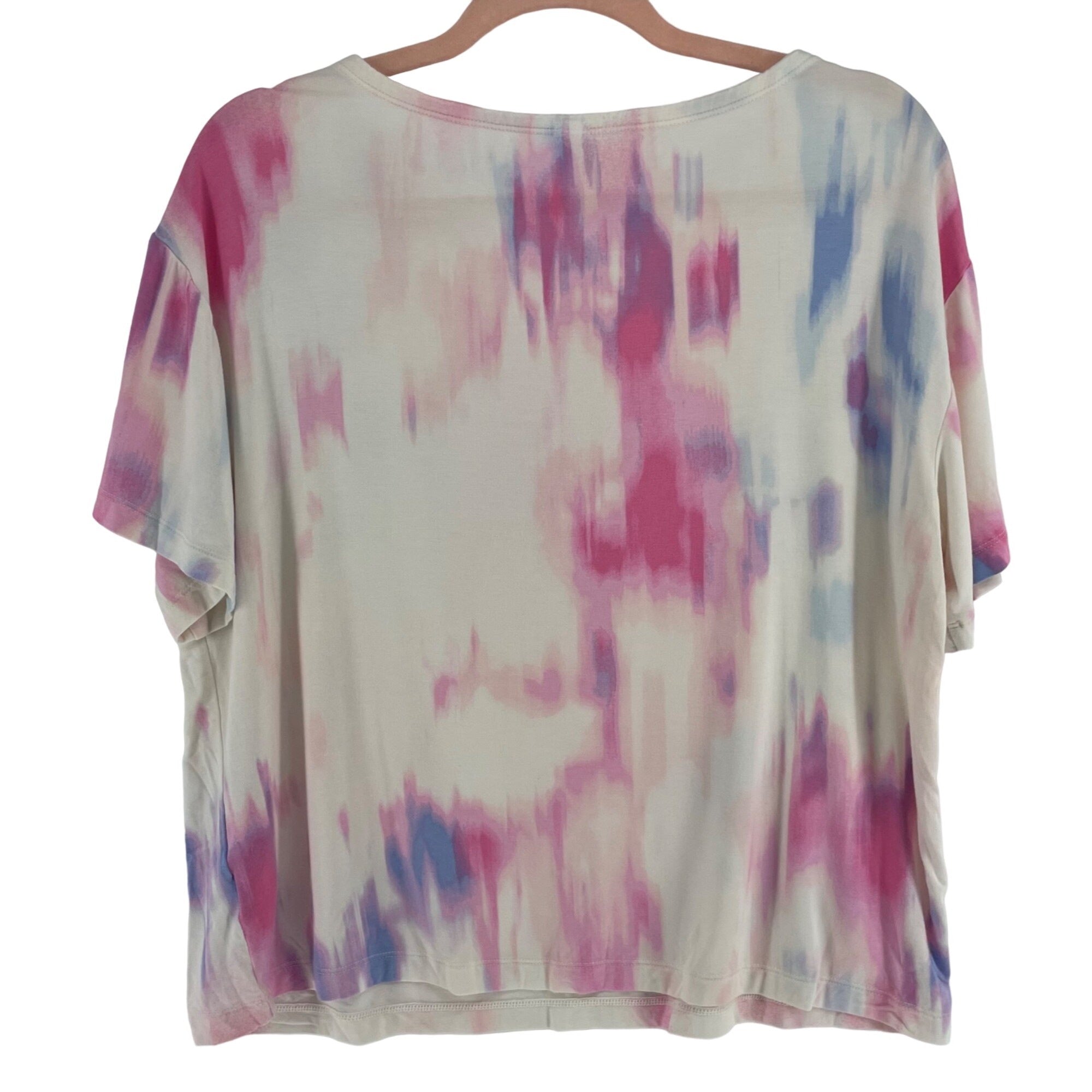 Old Navy Women's Size Medium Watercolor Print White, Pink & Purple T-Shirt
