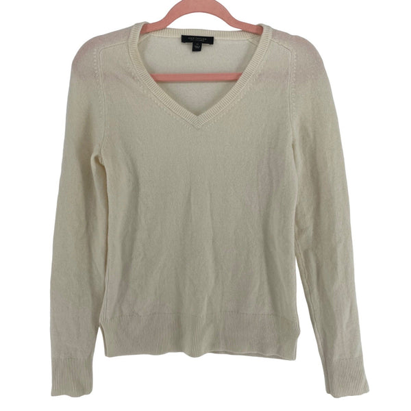 Ann Taylor Women's Size XS Cream Cashmere V-Neck Sweater