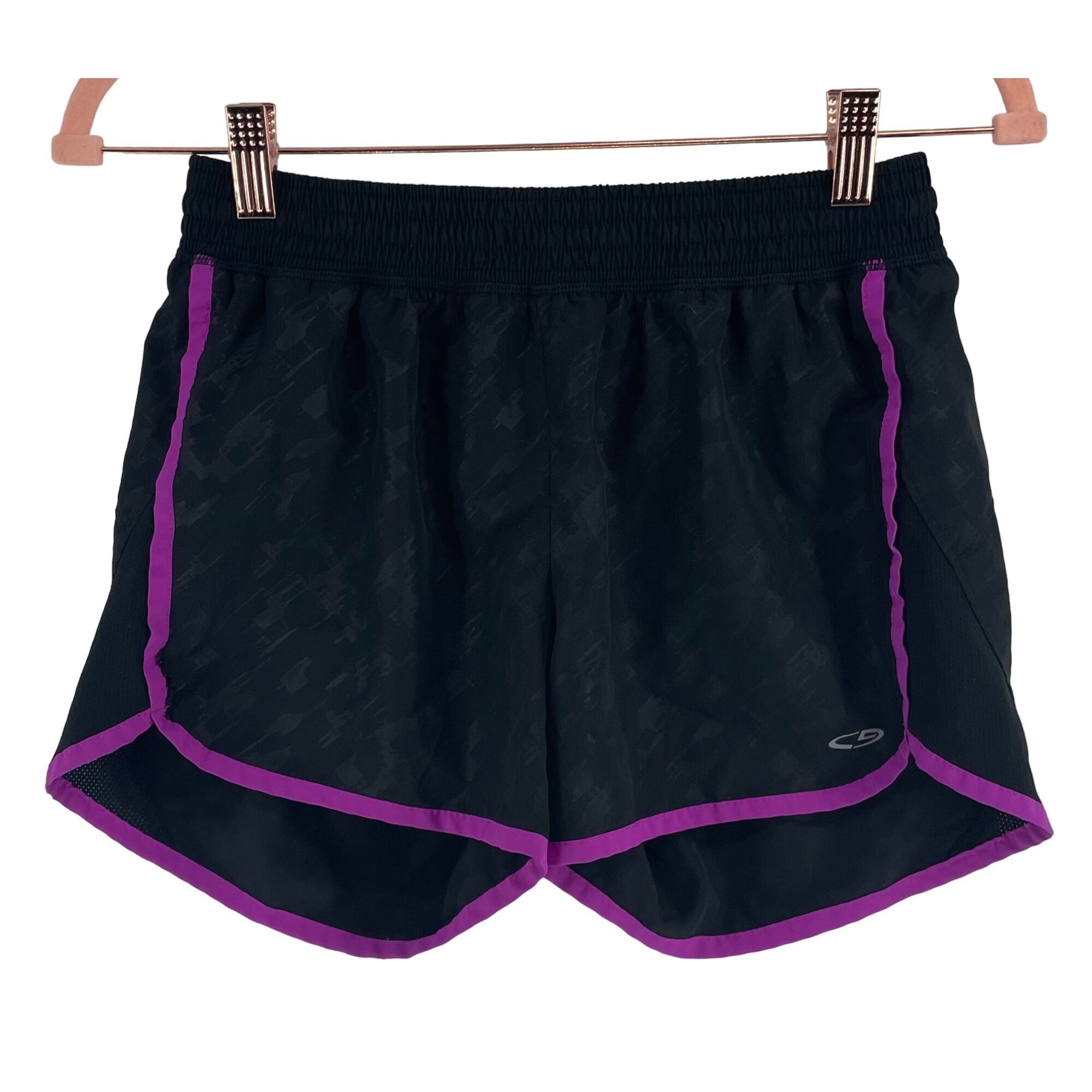 Champion Women's Size Small Black & Purple Training Shorts W/ Elastic Waistband