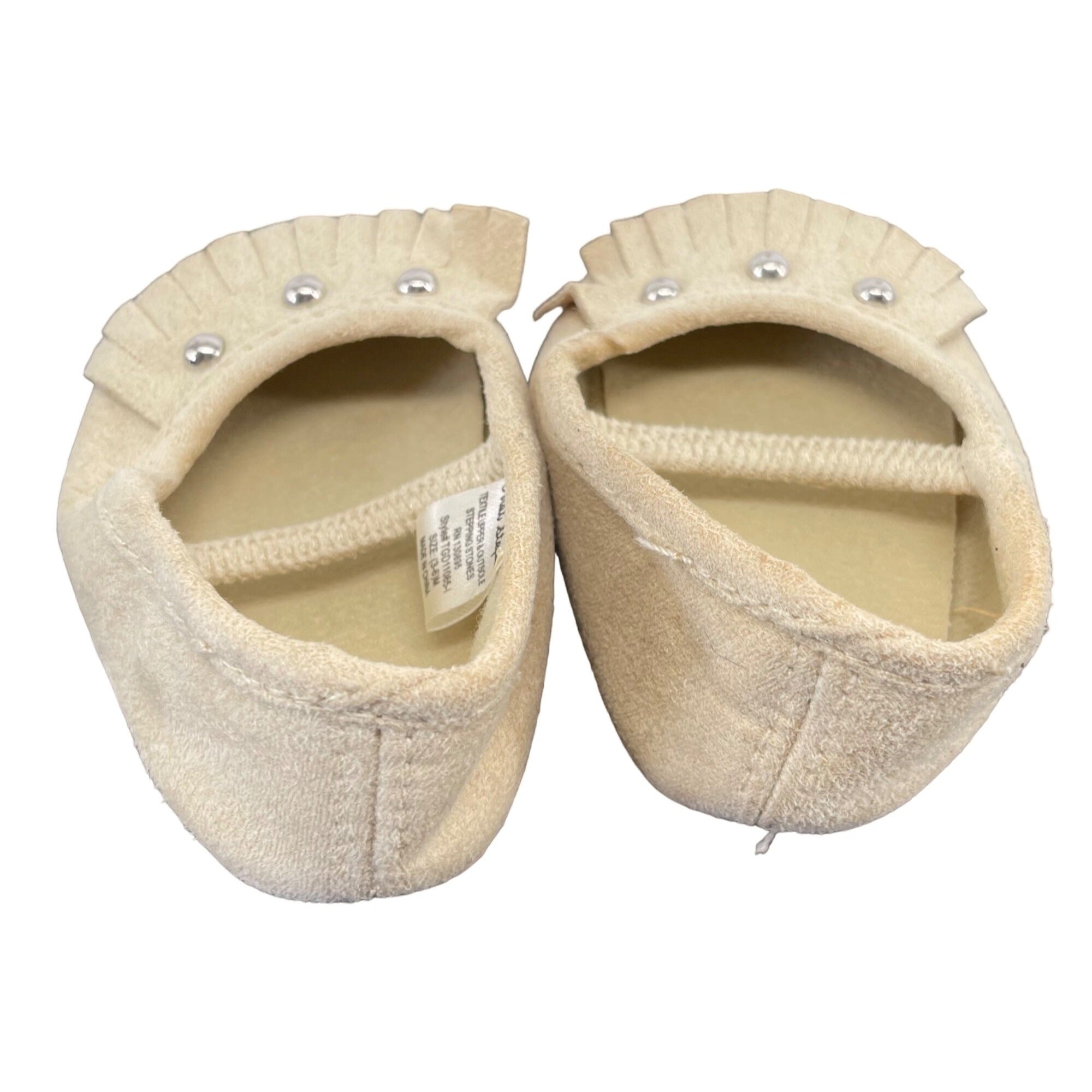 First Steps Baby Girl's Size 3-6 Months Tan Suede Fringe Trim & Studded Moccasins