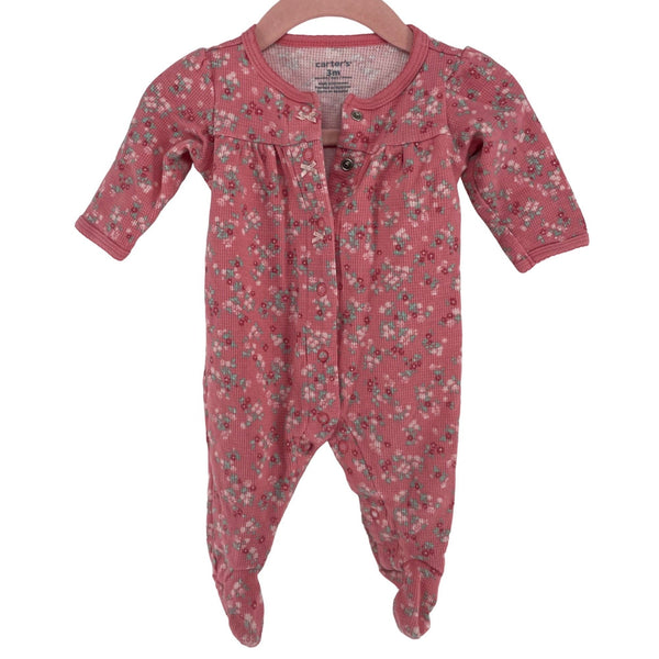 Aerie Baby Girl's 3 Months Pink Floral Snap Button Footie Onesie