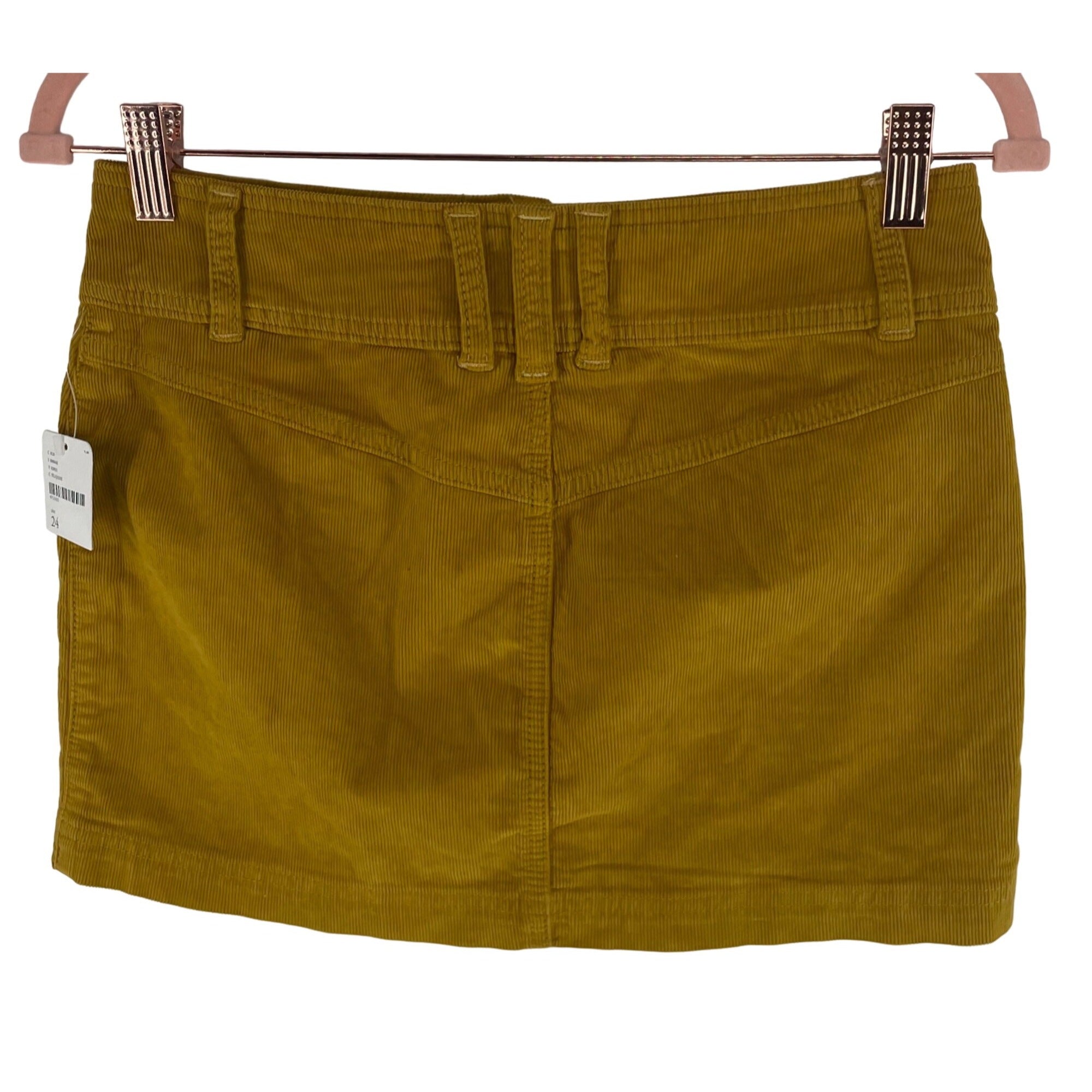 NWT Free People Women's Size 24R (Size 0) Mustard Yellow Corduroy Mini Skirt