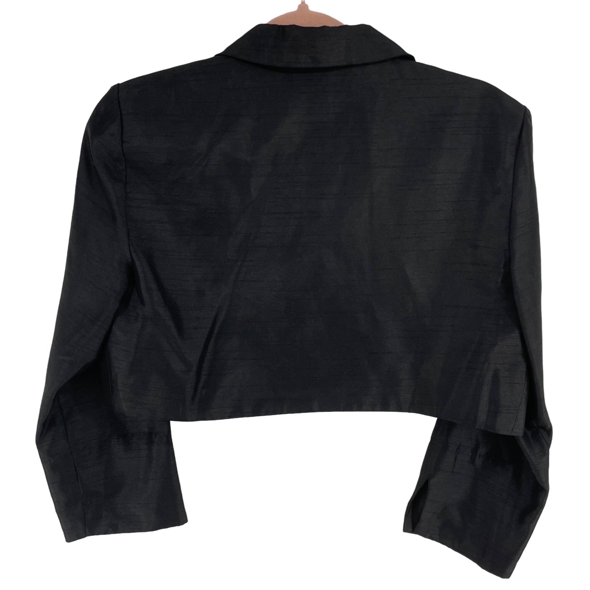 Dressbarn Women's Size Medium  Black Collared Cropped Bolero Jacket