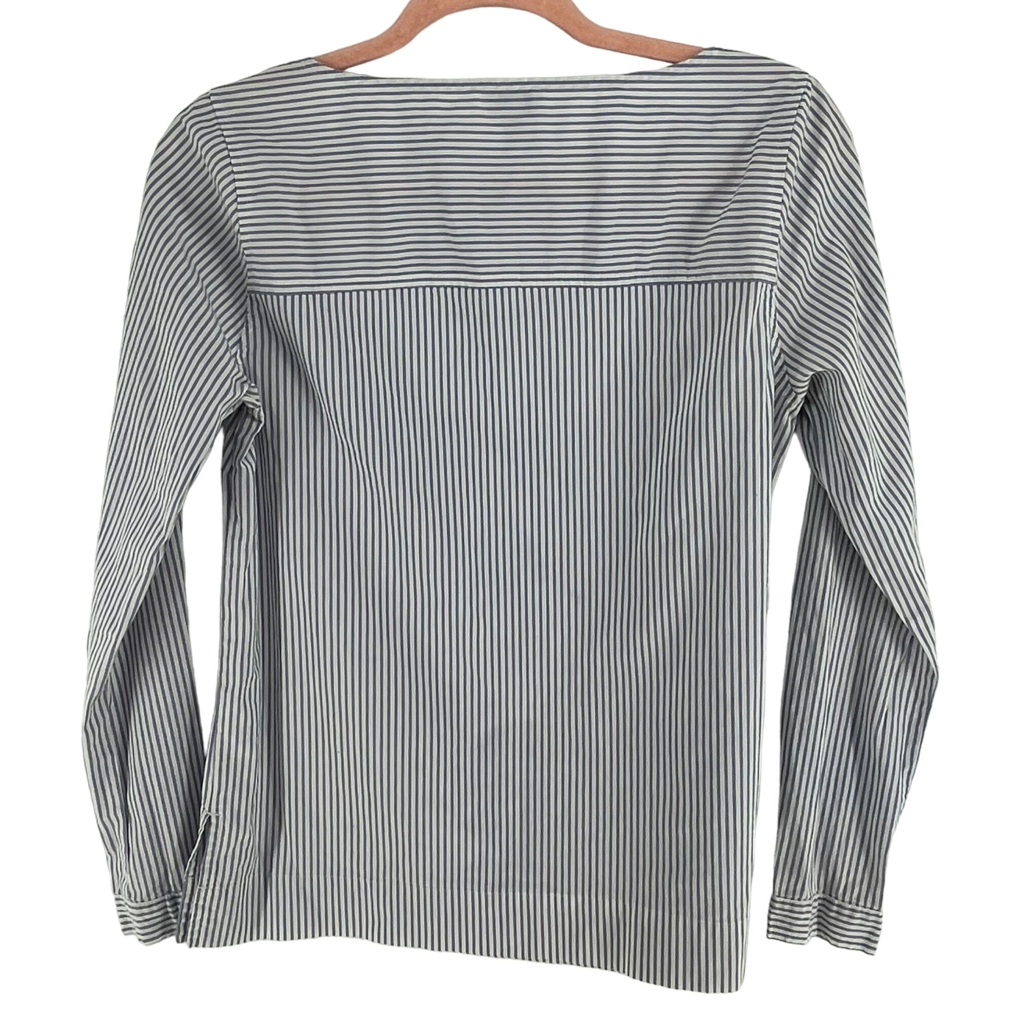 J. Crew Women's Size XS Light Blue & White Pinstriped Long-Sleeved Top