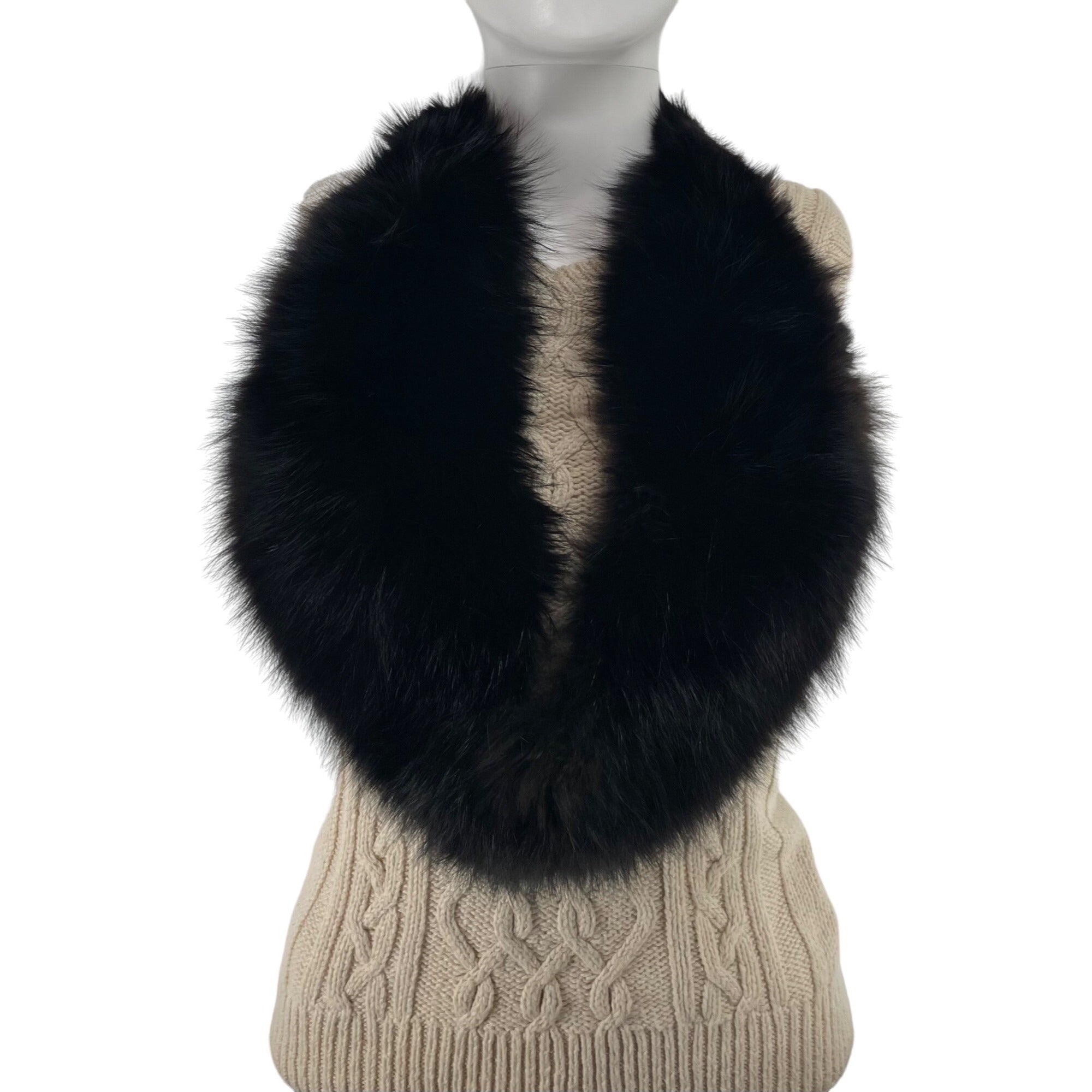 Women's Dark Brown Faux Fur Collar Scarf W/ Sash