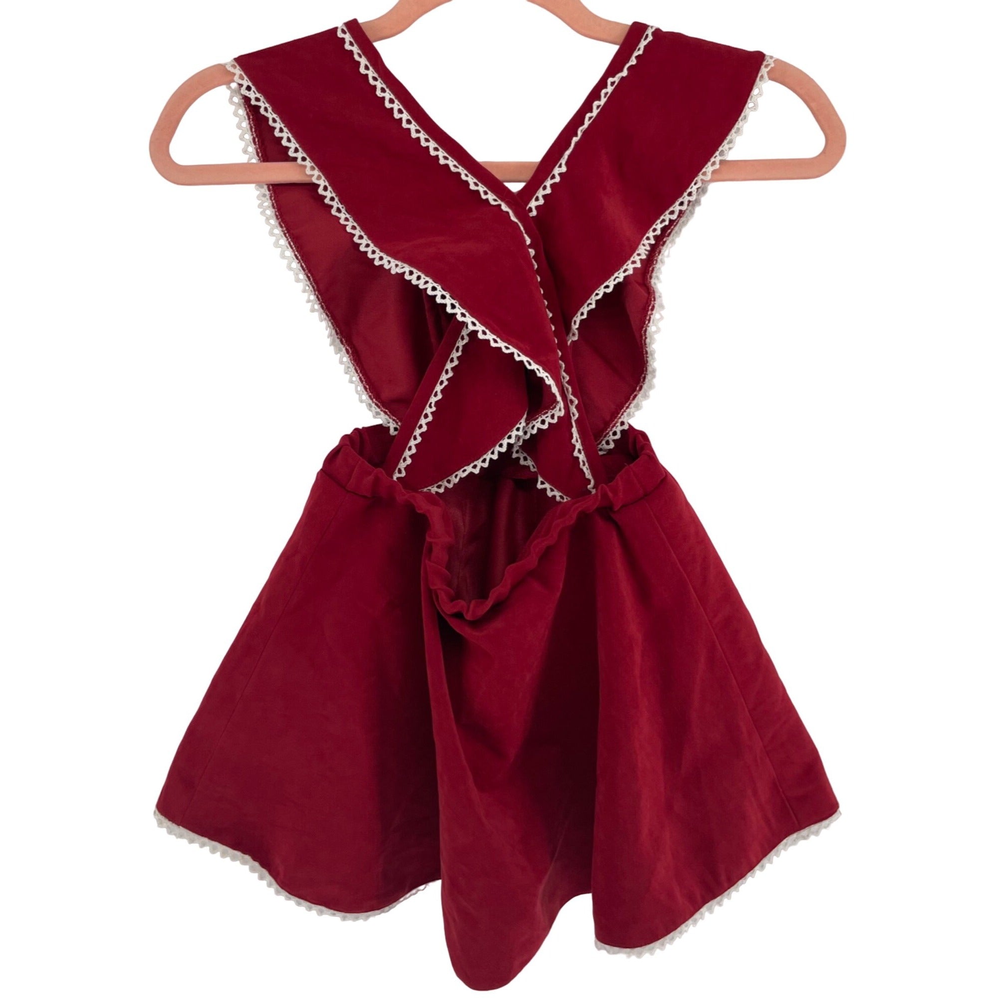 Girl's Red & White  Christmas Holiday Velvet Pinafore