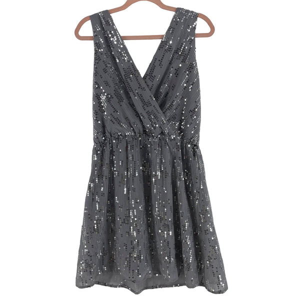 Gabby Skye WOmen's Size 14 Sleeveless Grey/Silver Sequin Party Dress