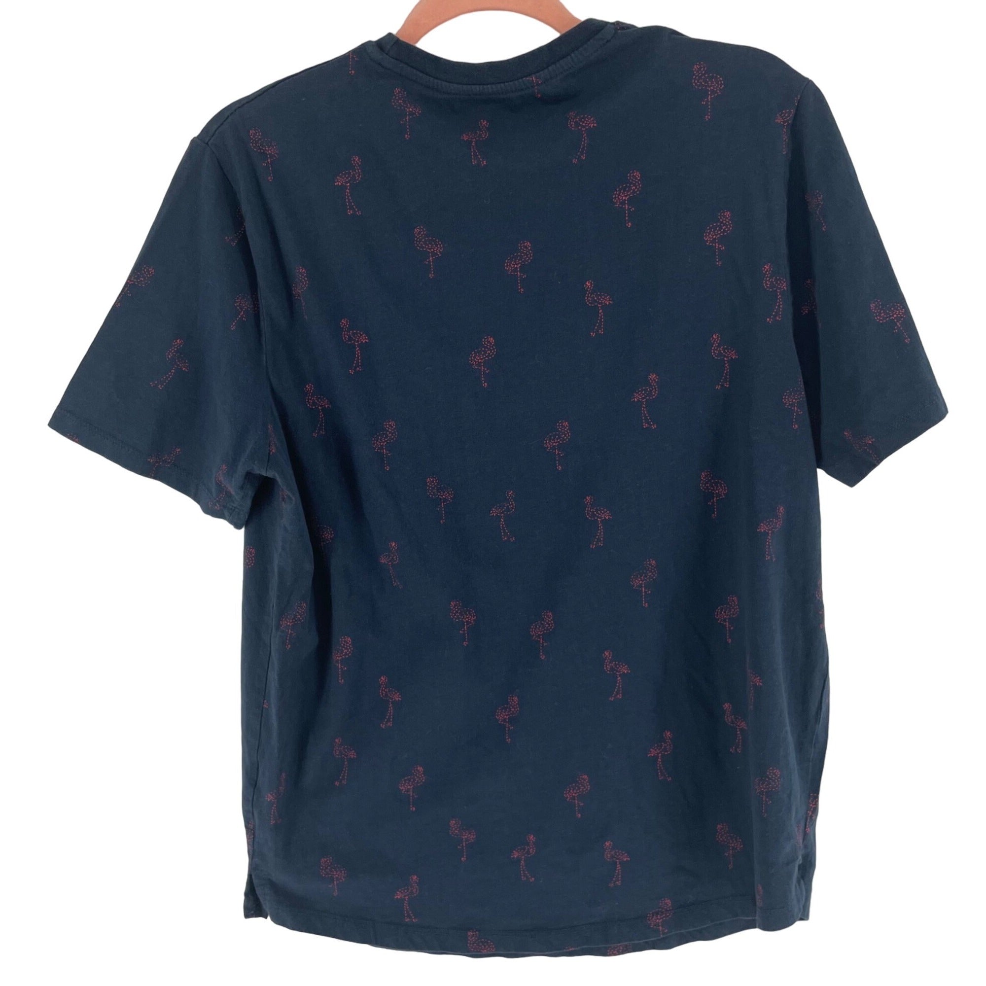 Sovereign Code Men's Size Medium Navy Blue/Pink Flamingo Print T-Shirt