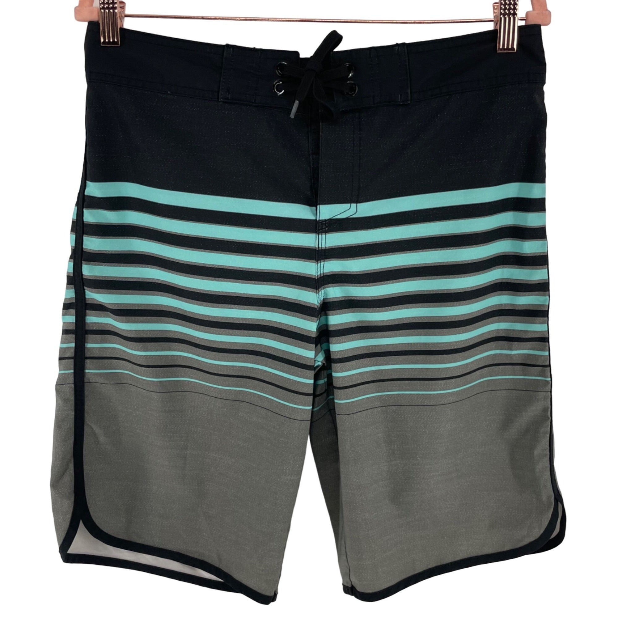 Mossimo Supply Co. Men's Size Medium (32) Black, Grey & Aqua Board Shorts