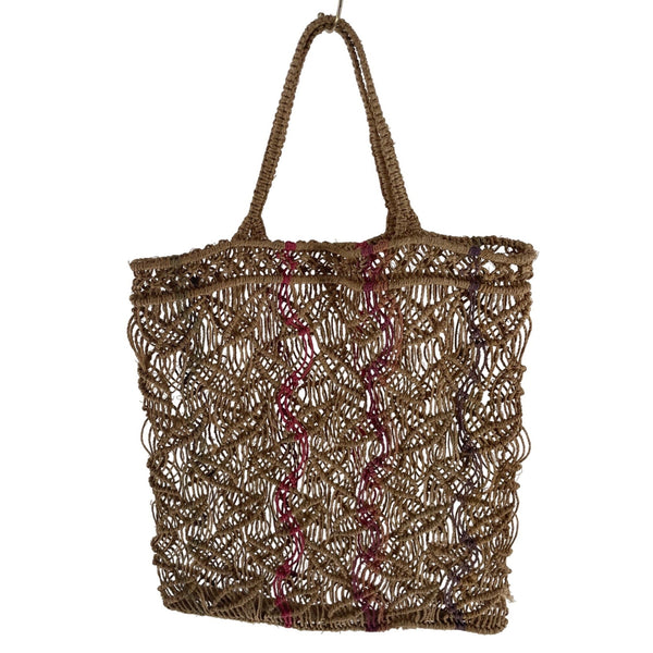 Women's Tan/Fuchsia & Purple Woven Wicker/Straw Bag Purse