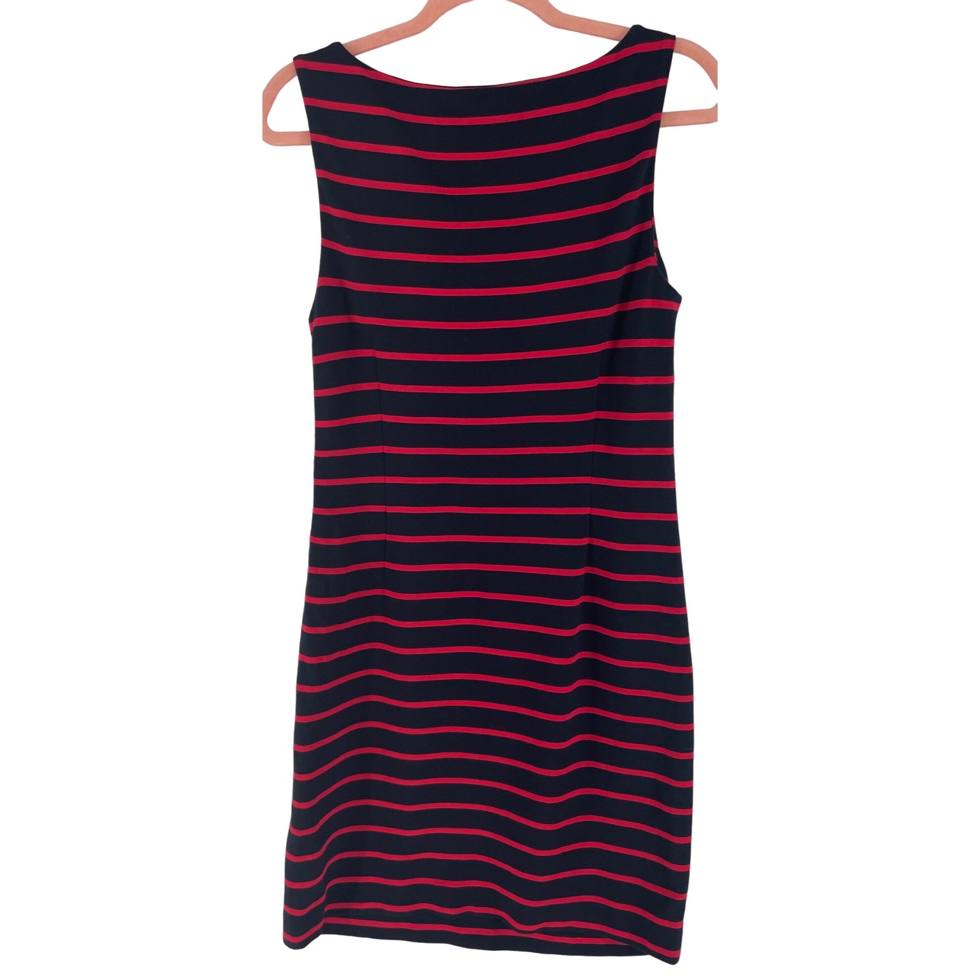 Banana Republic Women's Size 6 Navy & Red Striped Sleeveless Sheath Dress