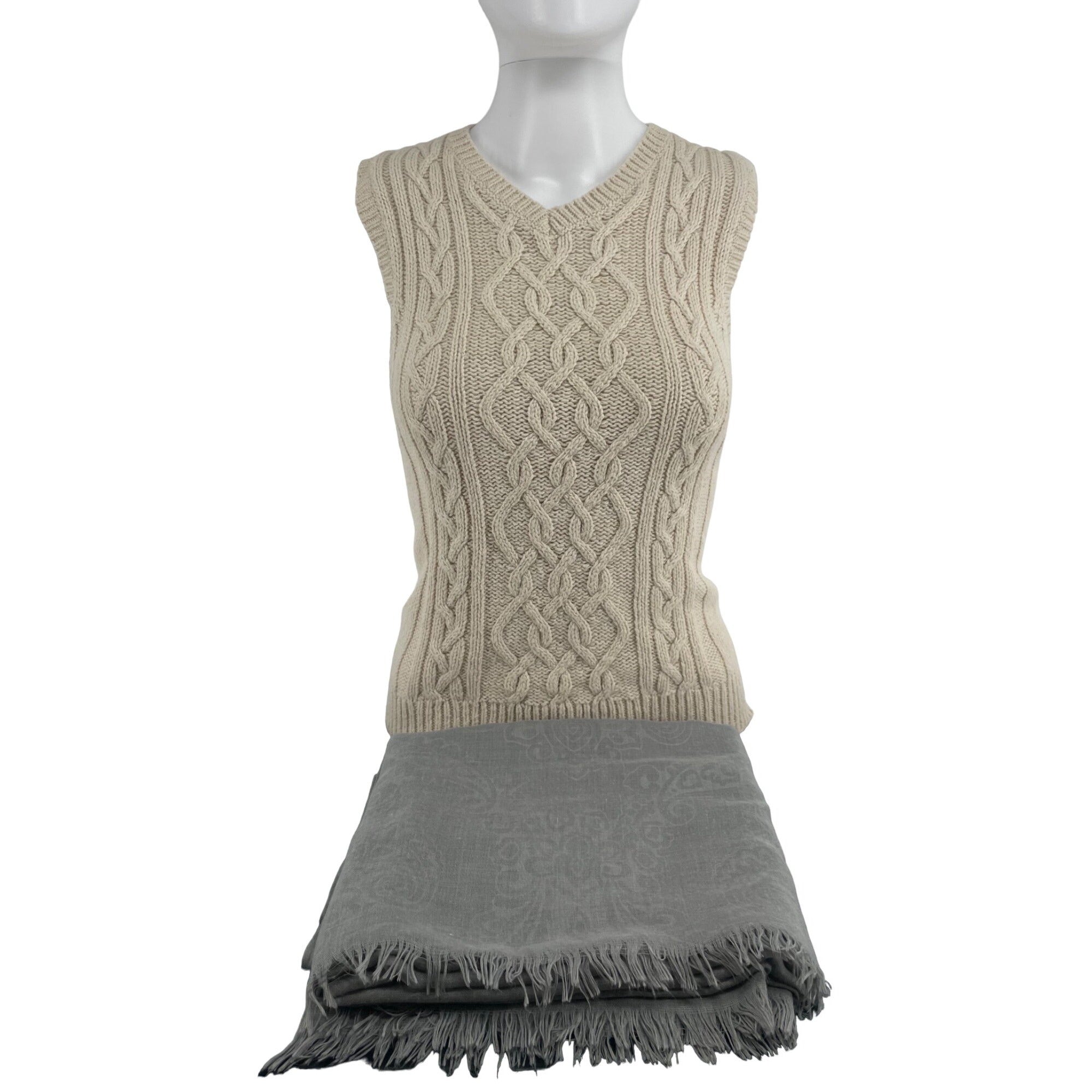 Galeries Lafayette Paris Women's Grey Sheer Scarf W/ Fringe Hem