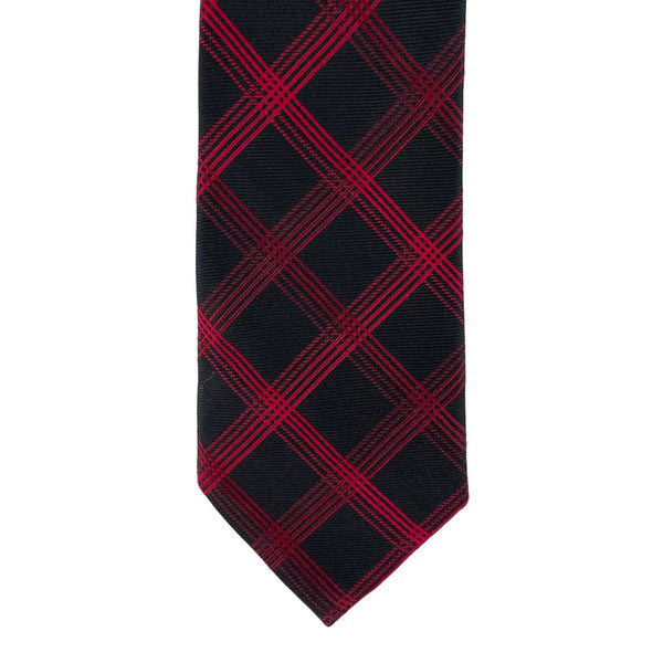 Express Men's Red & Black Plaid Striped Silk Dress Tie