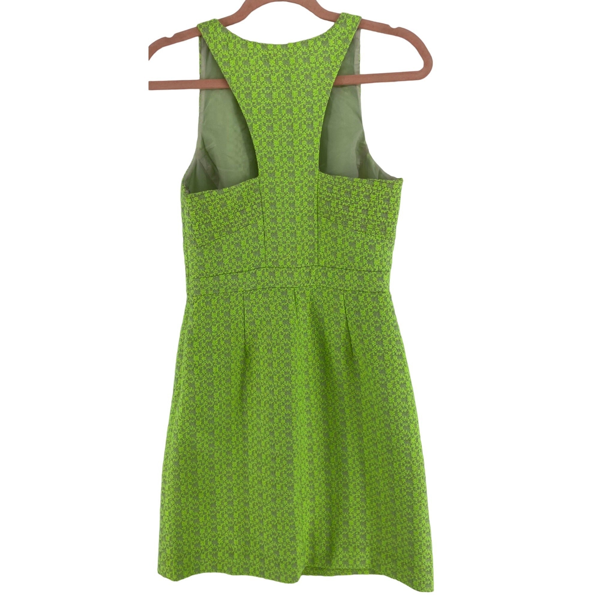 J. Crew Women's Size 0 Neon Yellow & Grey Sleeveless Tweed Dress