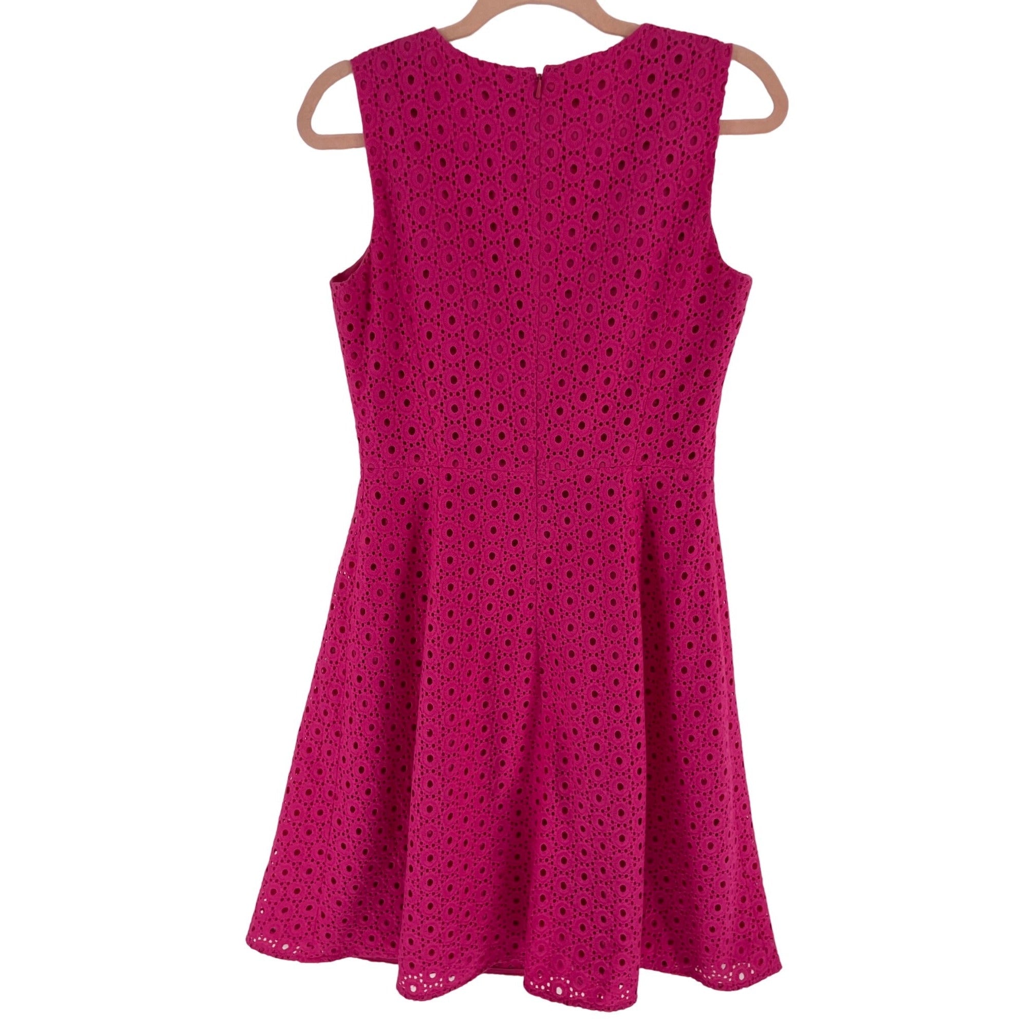 Halogen Women's Size 6 Fuchsia Polka Dot Lace Sleeveless A-Line Dress