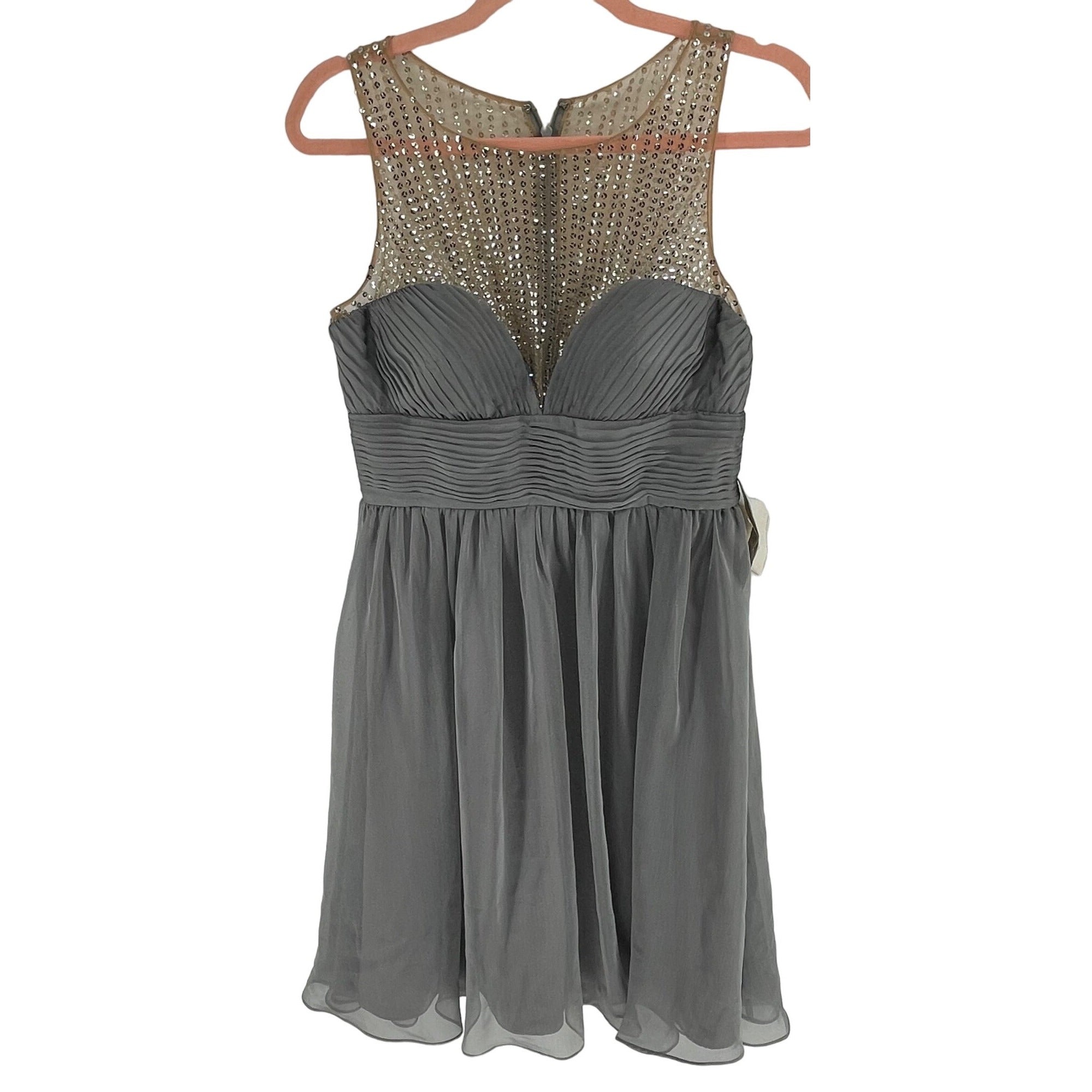 NWT Lord & Taylor JS Collections Women's Size 6 Silver Sequin Sleeveless Dress