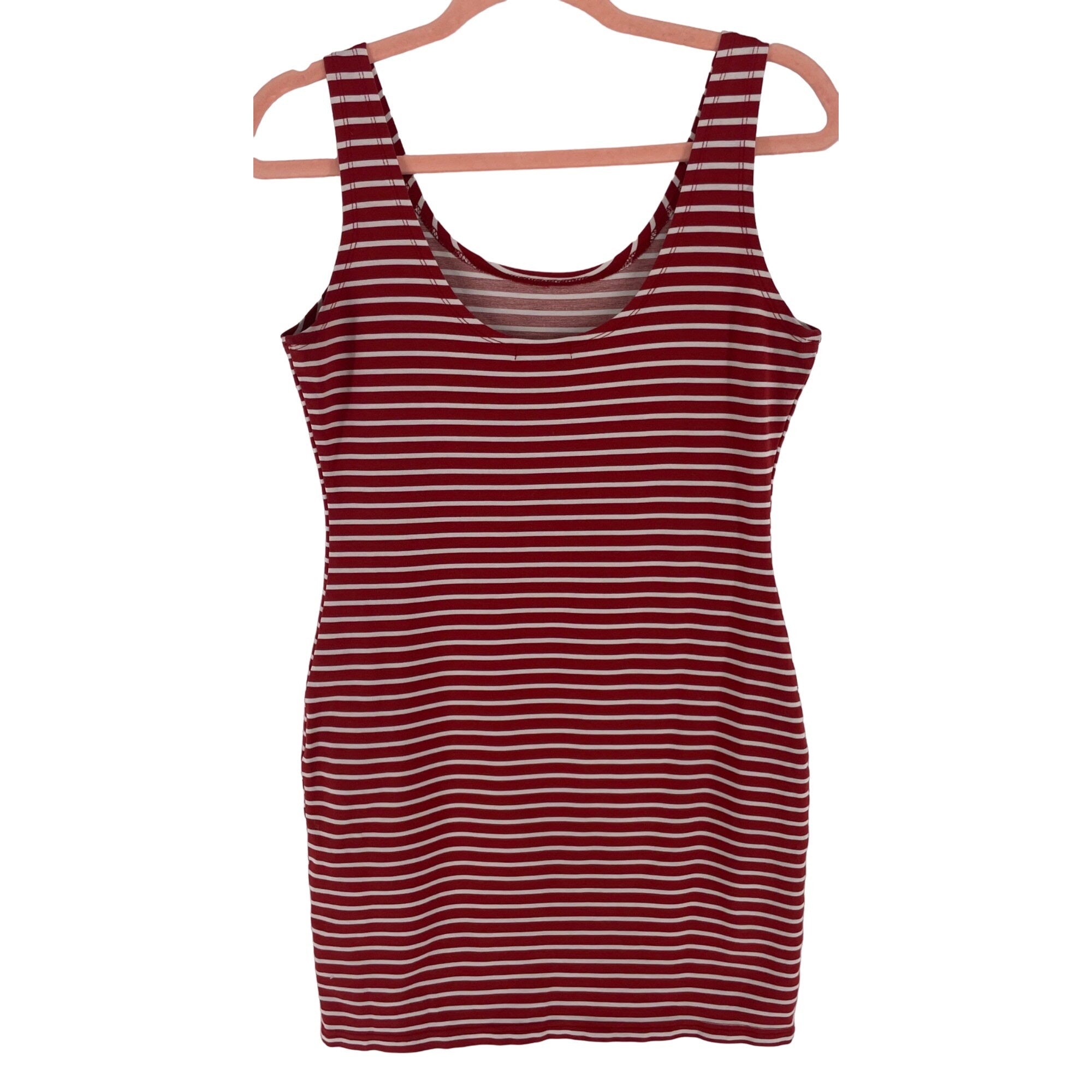 Active USA Women's Size Medium Burnt Orange & White Striped Tank Top Mini Dress