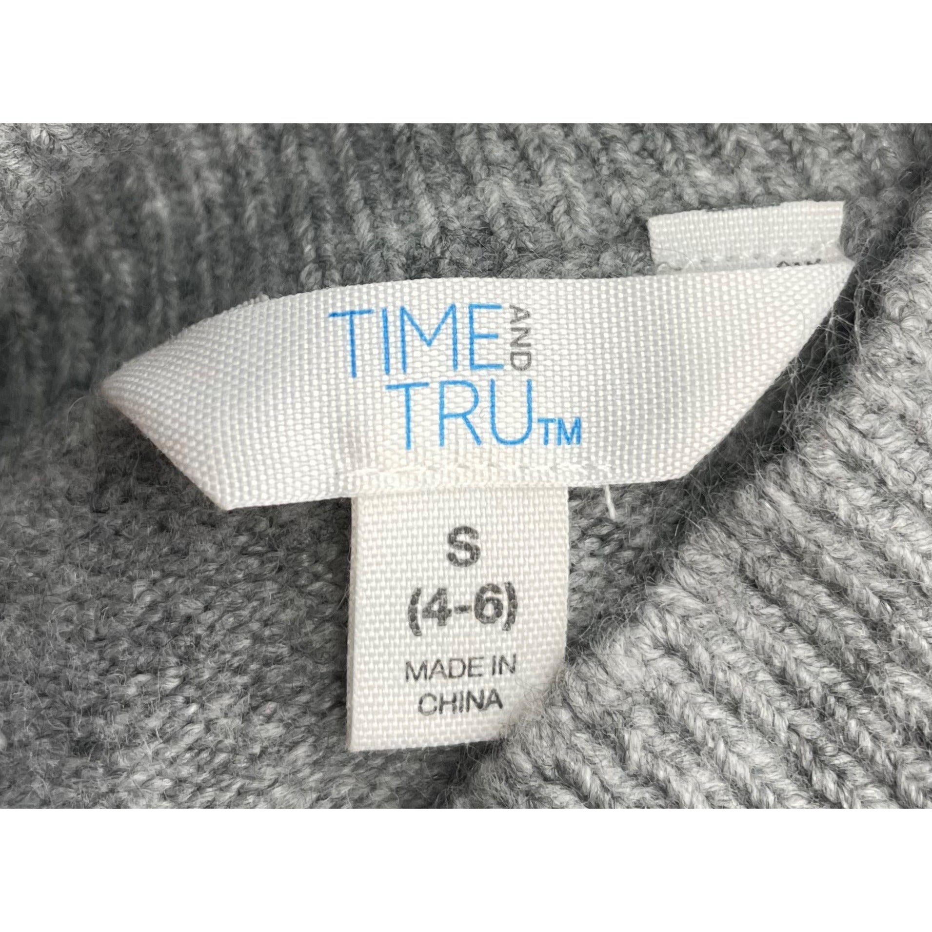 Time & Tru Women's Size 4-6 Grey Knit Sweater