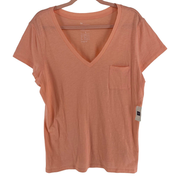 NWT GAP Women's Size Large Peach/Sherbet Orange V-Neck T-Shirt