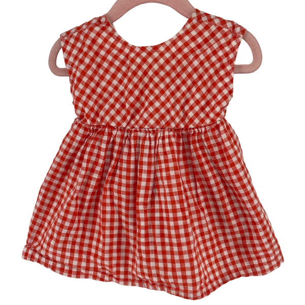 Old Navy Baby Girl's Size 3-6 Months Red & White Gingham Checked Dress