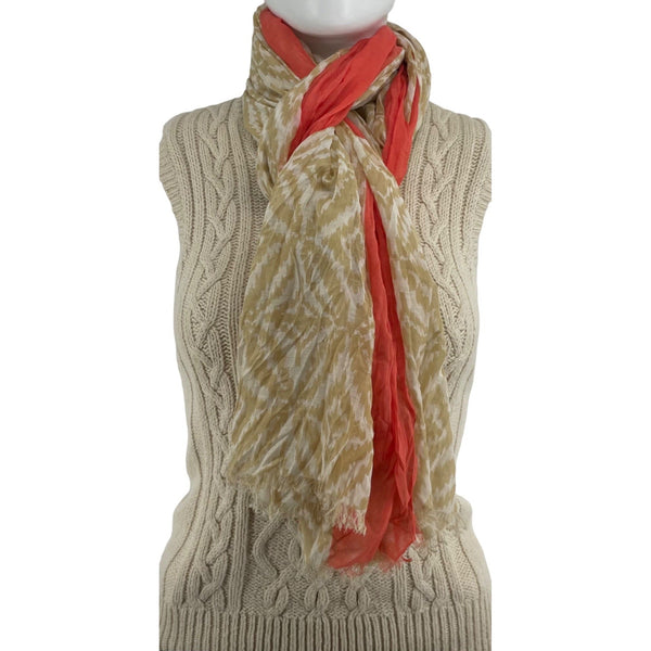 Banana Republic Women's Size Tan, White & Orange Crinkle Scarf