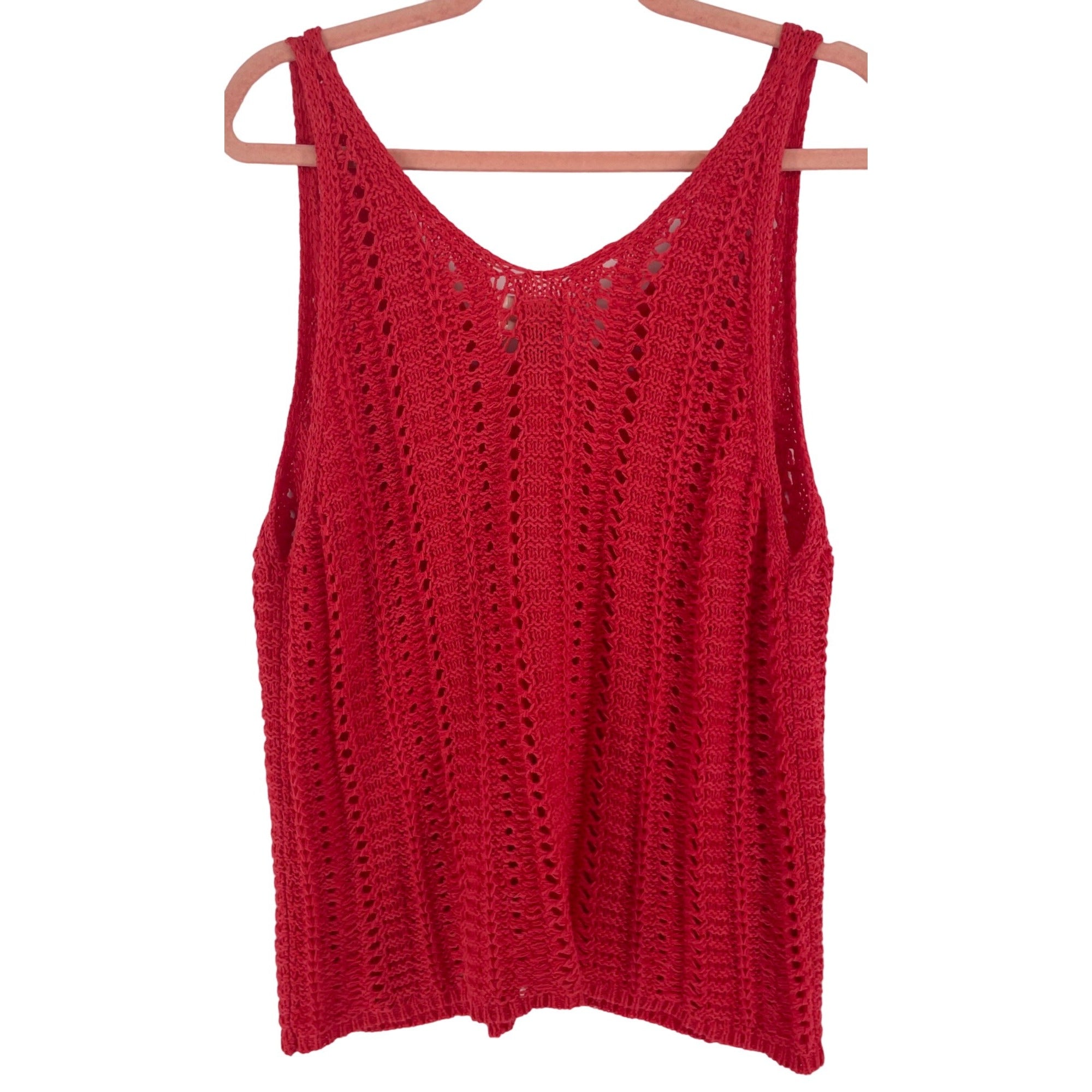 Universal Thread Women's Size XXL Coral Pink Sheer Mesh Sleeveless Knitted Tank