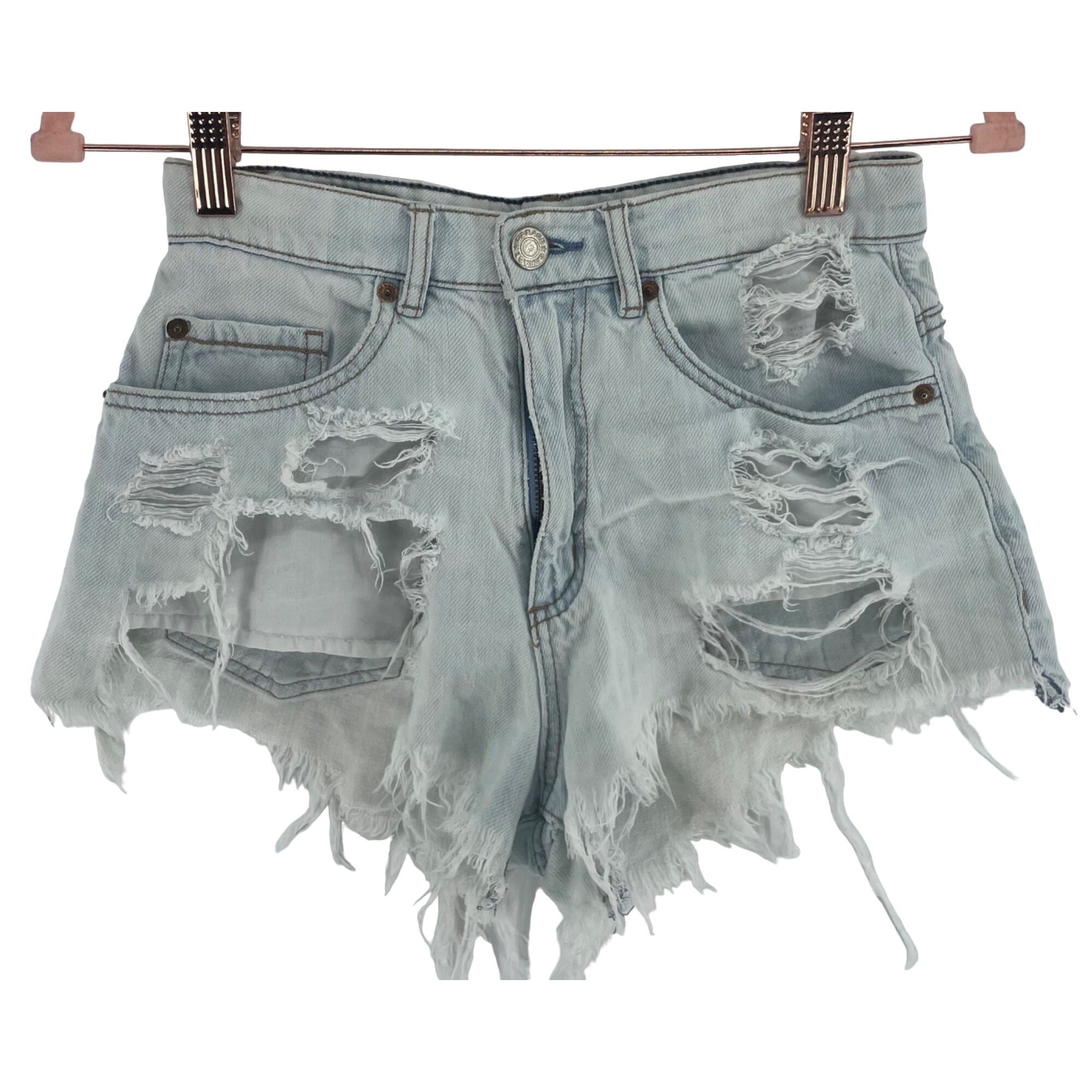 Garage Women's Size Small Faded Distressed Denim Fringe Festival Shorts