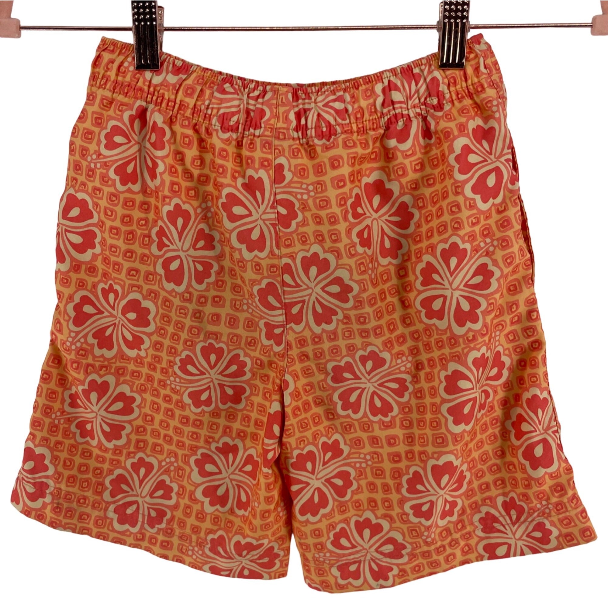 Land's End Boy's Size Large Orange Elastic Waist Drawstring Swim Trunk Shorts