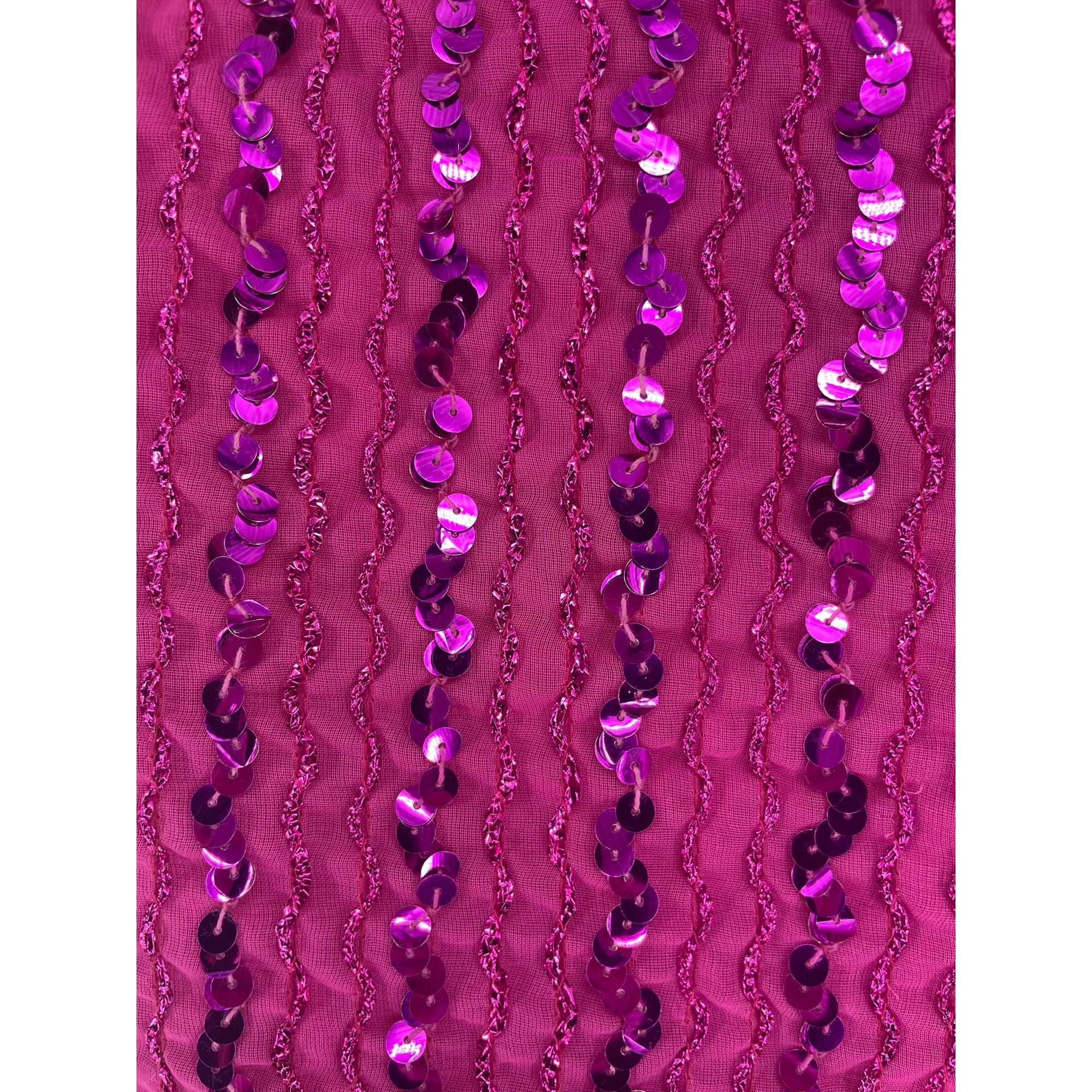 Women's Size Small V-Neck Sleeveless Fuchsia Sequin Vintage Top