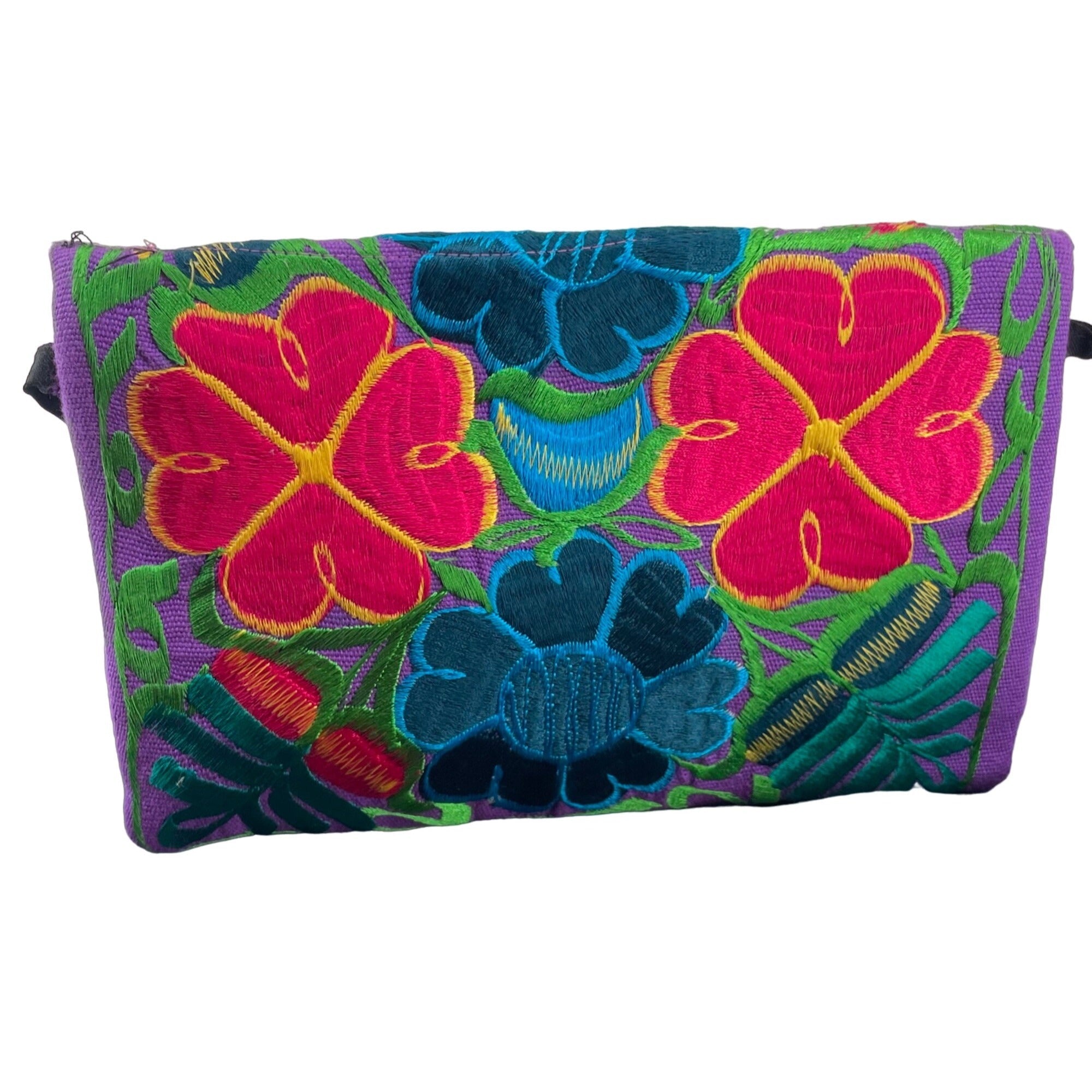 NWOT Women's Multi-Colored Floral Print Embroidered Clutch W/ Shoulder Strap