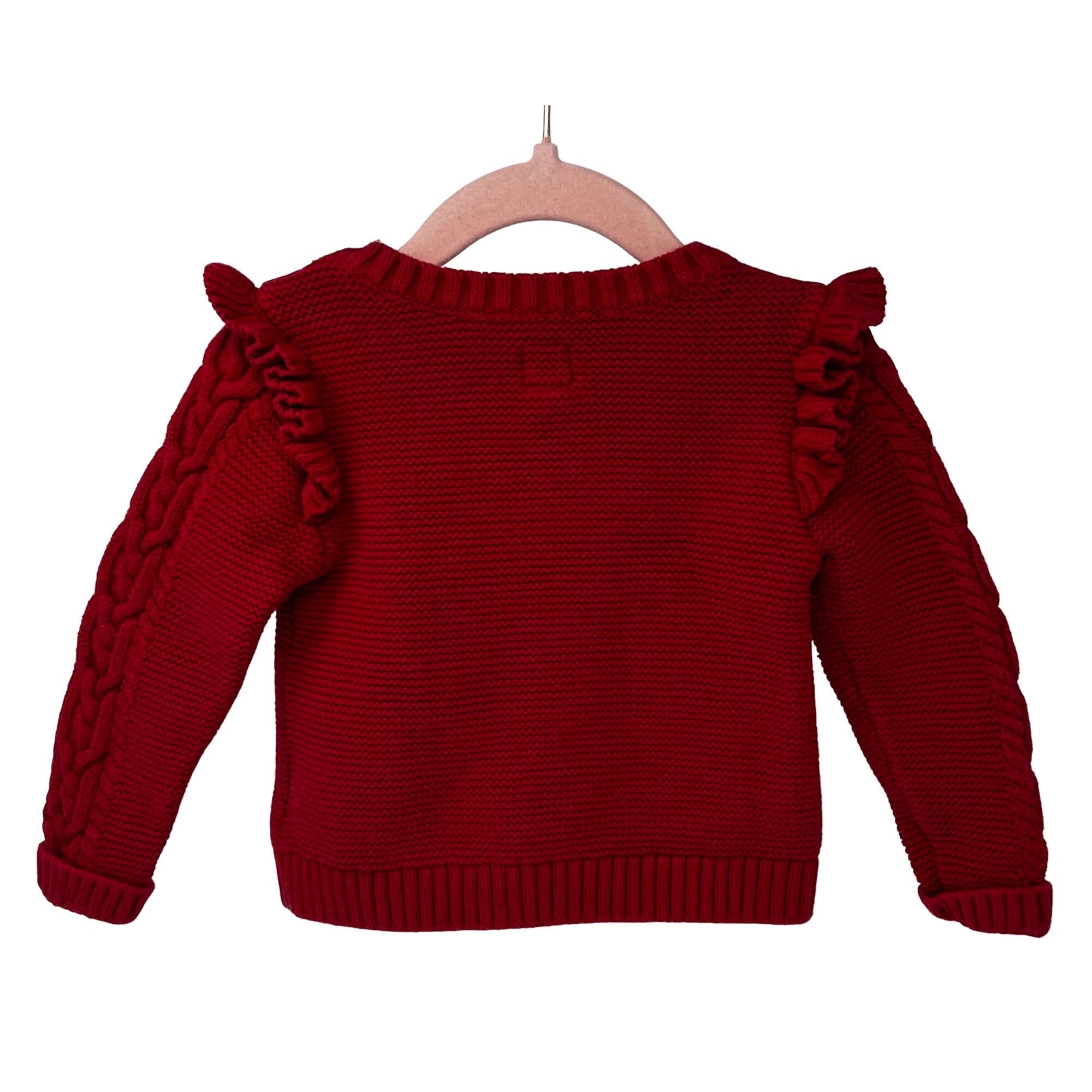 GAP Baby Size 18-24 Months Red Knit Ruffle Trim Sweater