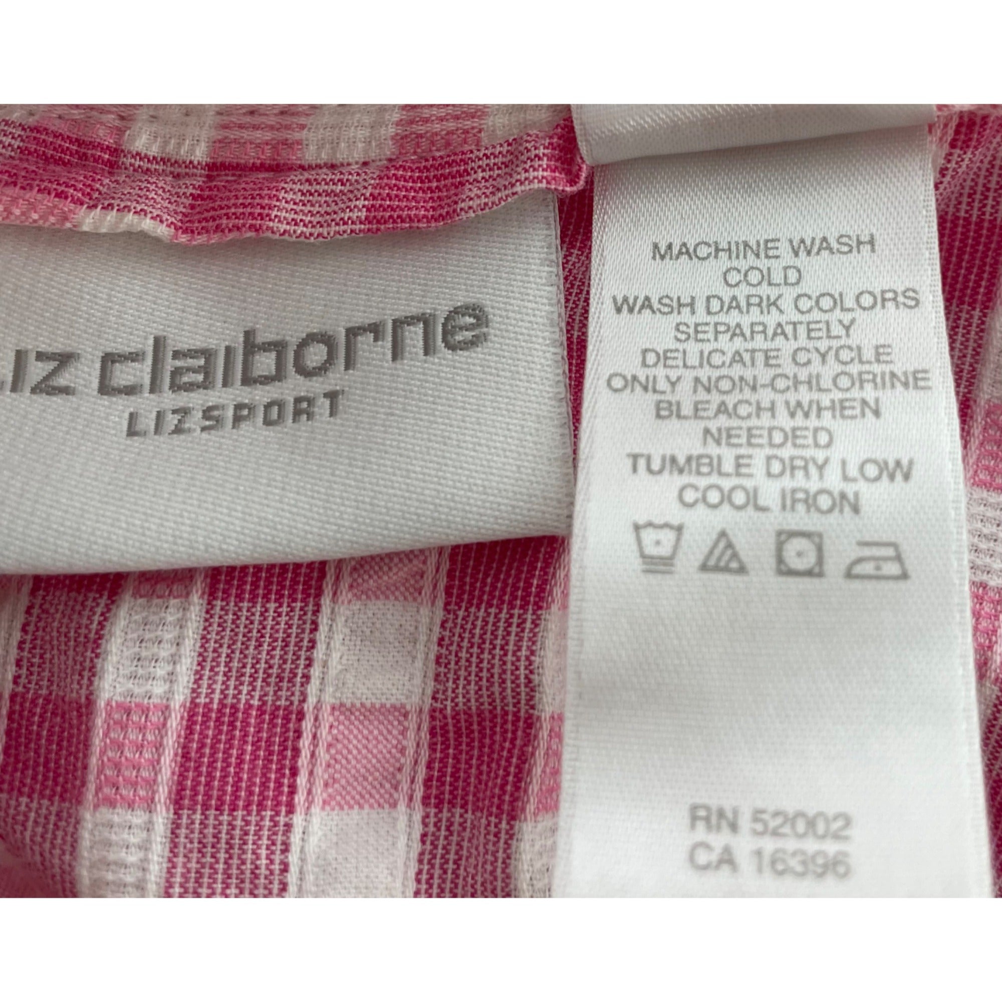 Liz Claiborne Women's Size 8 Pink/White Gingham Sleeveless Dress