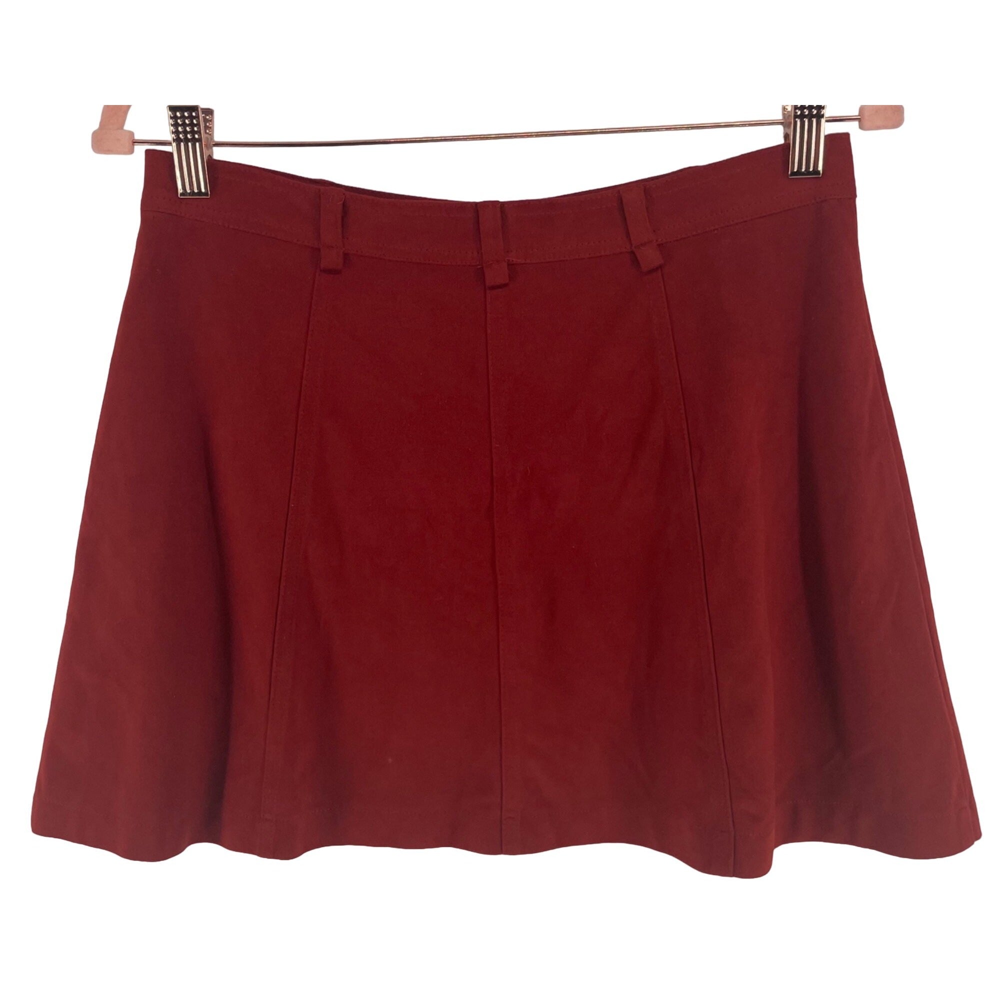 Zara Women's Size Medium Dark Rustic Orange Synthetic Suede A-Line Mini Skirt