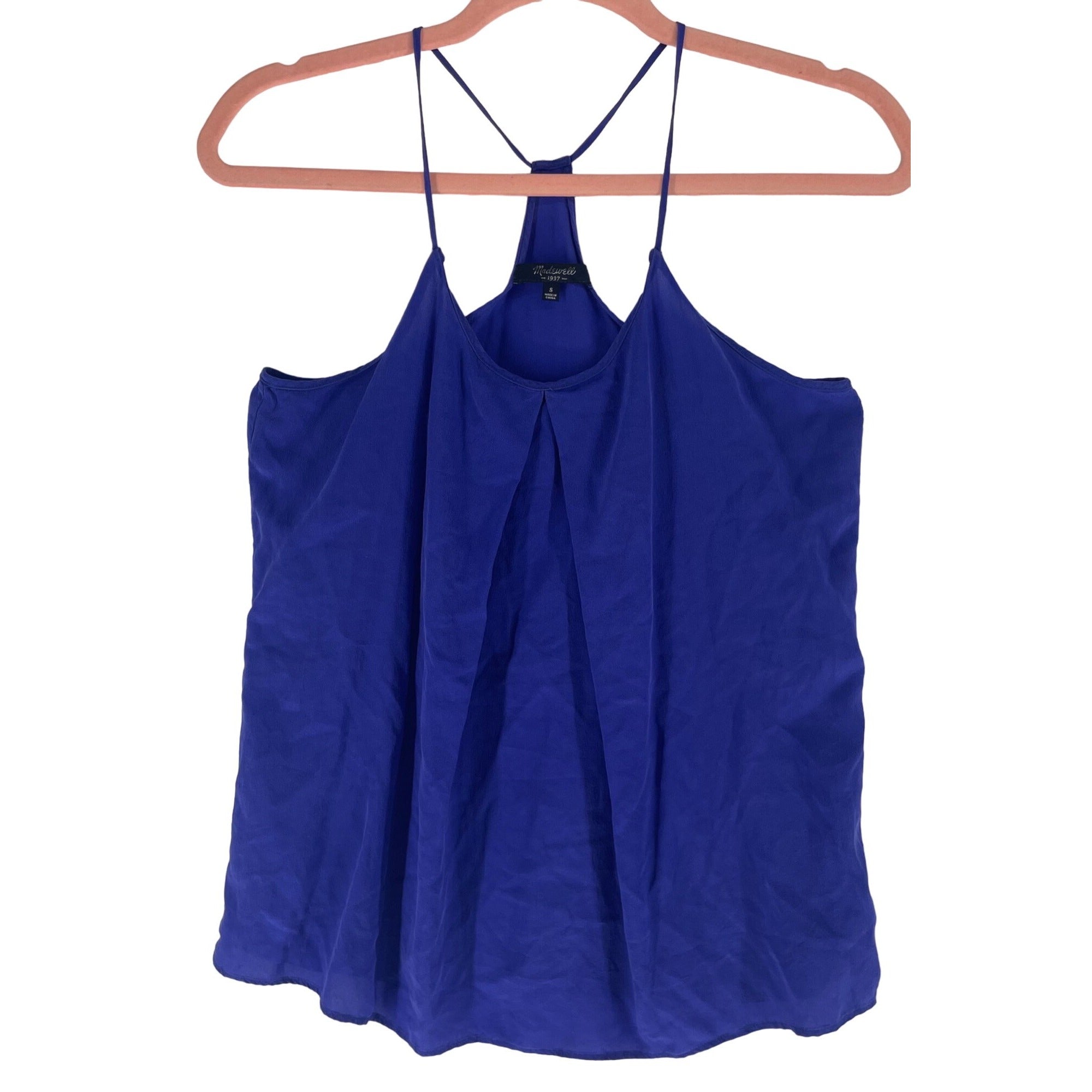 Madewell Women's Size Small Cobalt Blue Spaghetti Strap Sleeveless Silk Tank Top