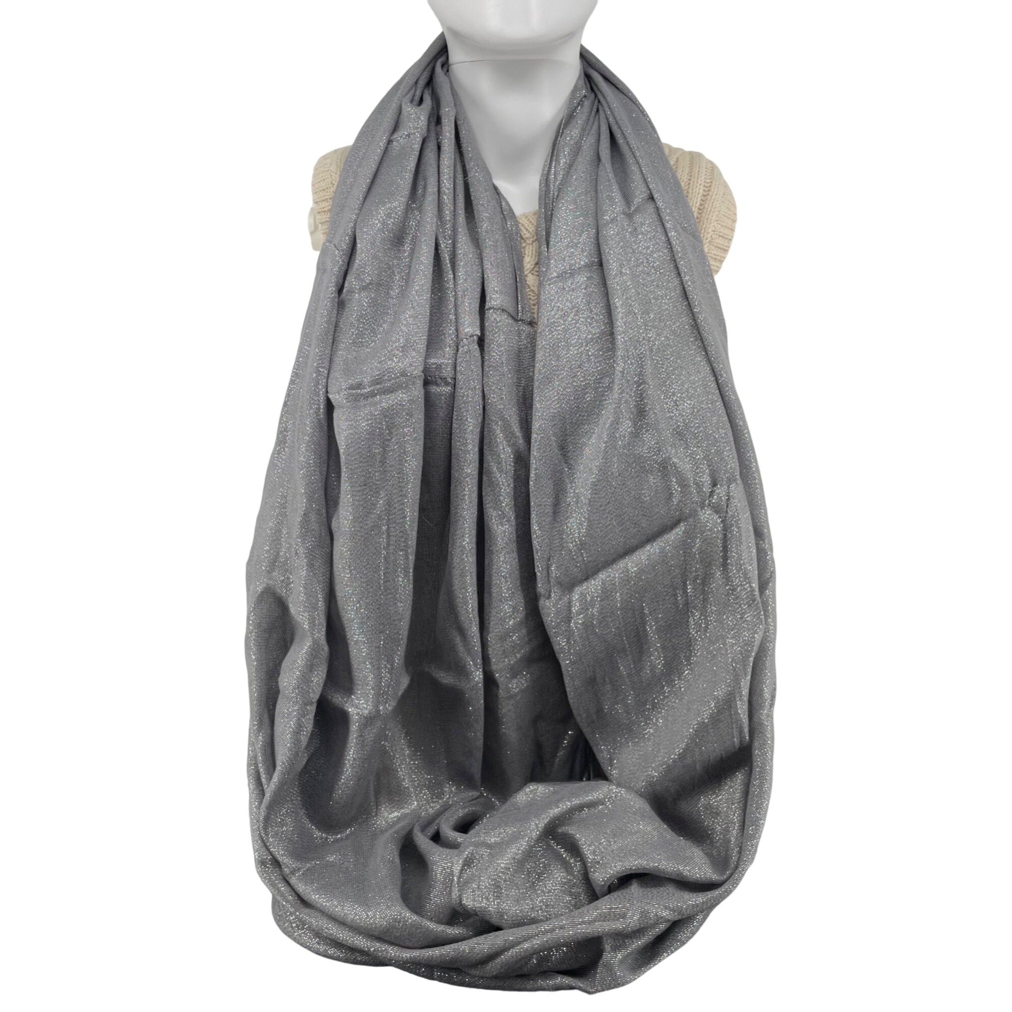 Express Women's Silver Sparkly Infinity Loop Pashmina Scarf