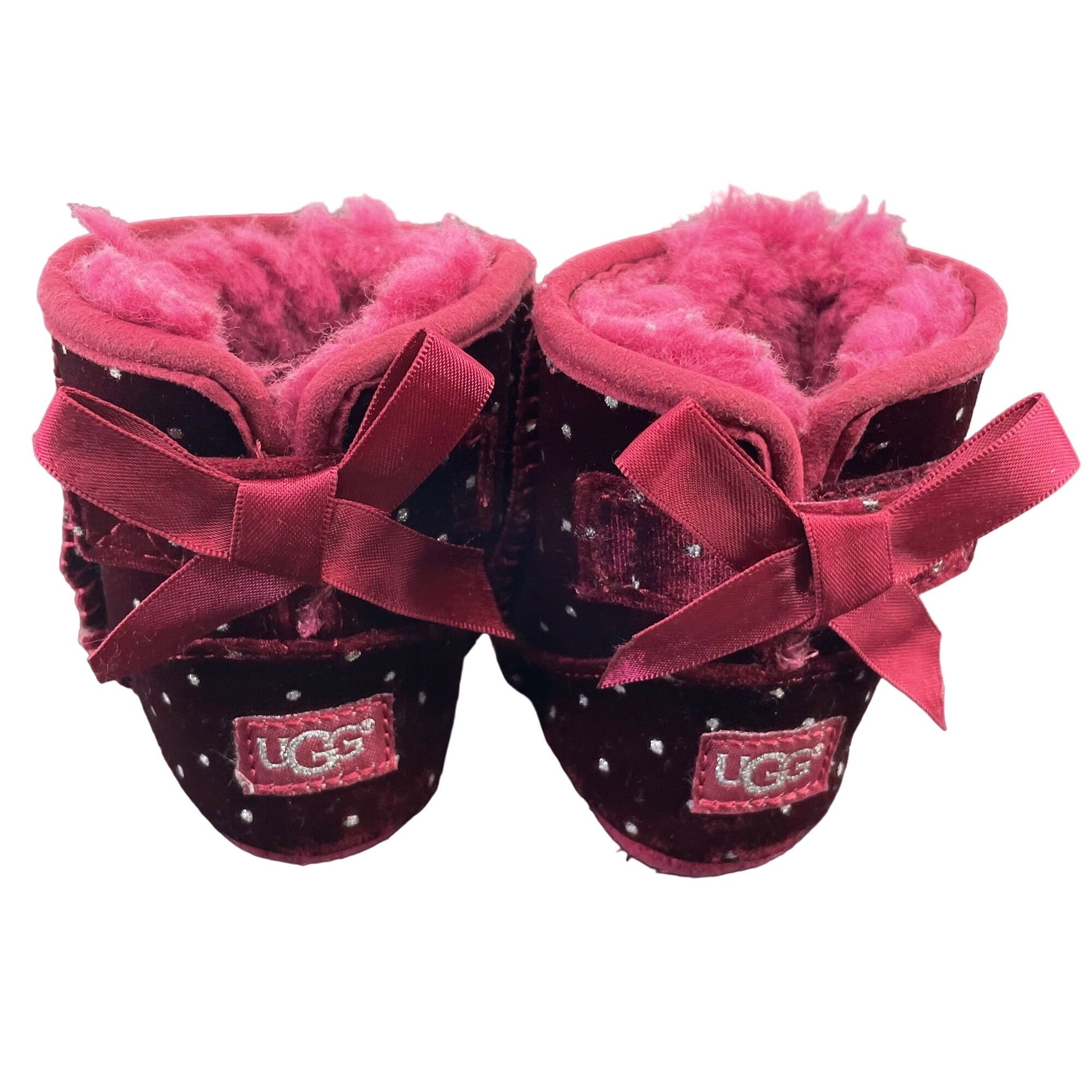 UGG Girl's Size 2/3 Toddler Magenta/Burgundy Velvet Rhinestone Booties