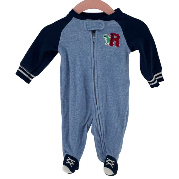 Carter's Boy's Size Newborn Blue "Roar" Dinosaur Sleeper Onesie