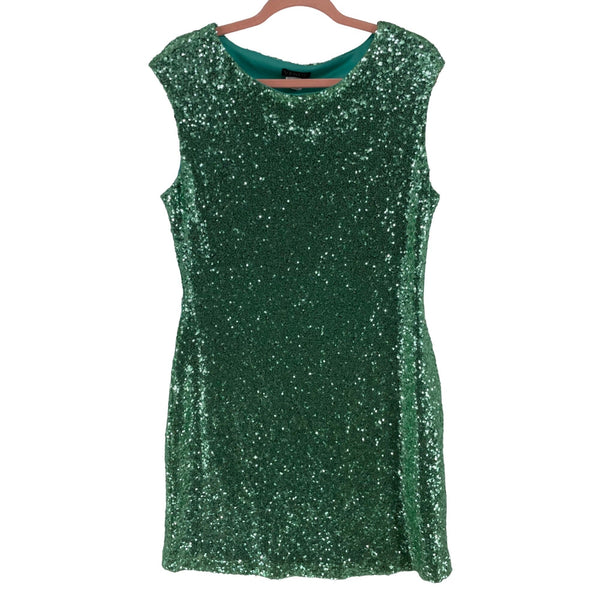 NWT Venus Women's Size Large Aqua Green Sleeveless Sequin Dress