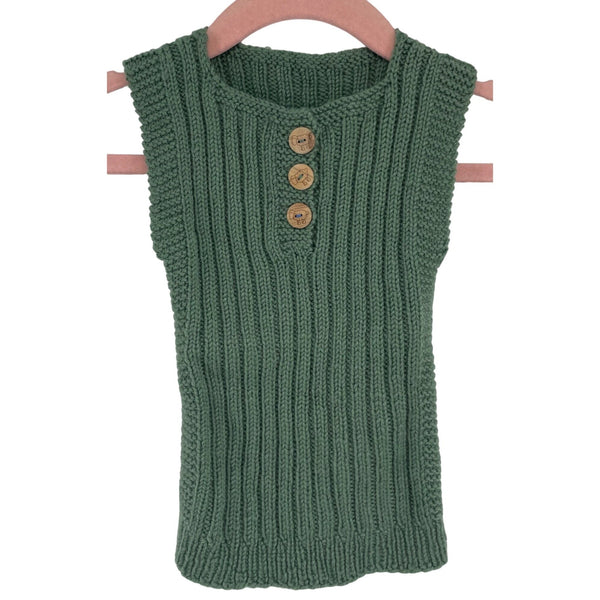 Baby's Green Knit Sleeveless Sweater W/ Buttons