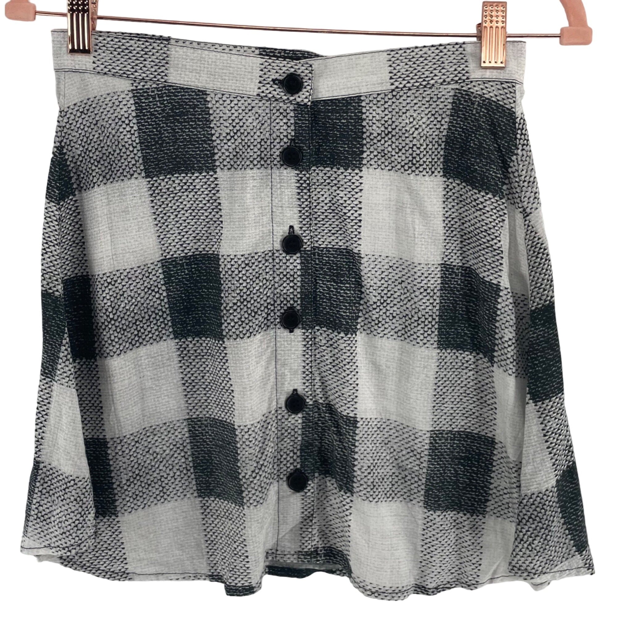 NWT Motel Women's Size Small Black & White Checked A-Line Mini Skirt