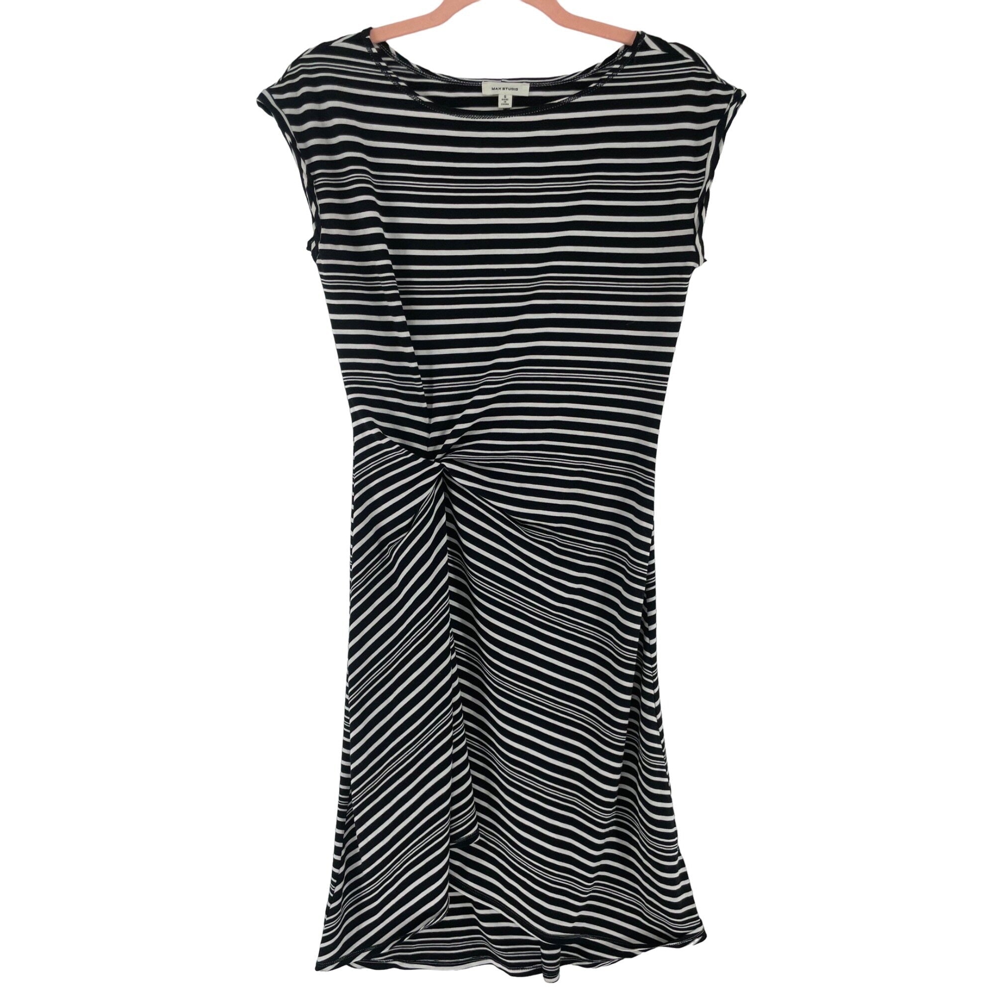 Max Studio Women's Size Small Black & White Striped Midi Dress