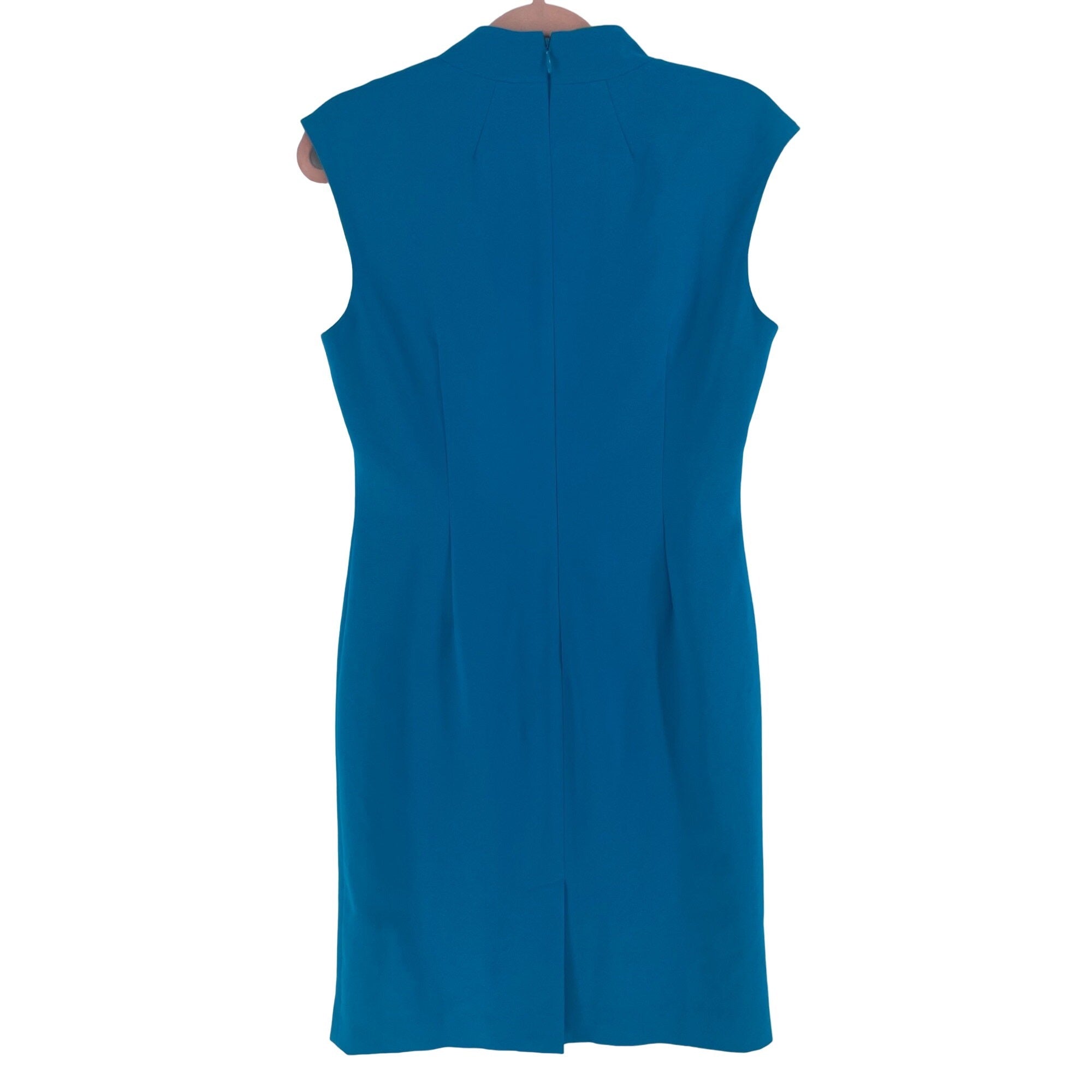 Calvin Klein Women's Size 8 Cerulean Blue & Green Sleeveless V-Neck Sheath Dress