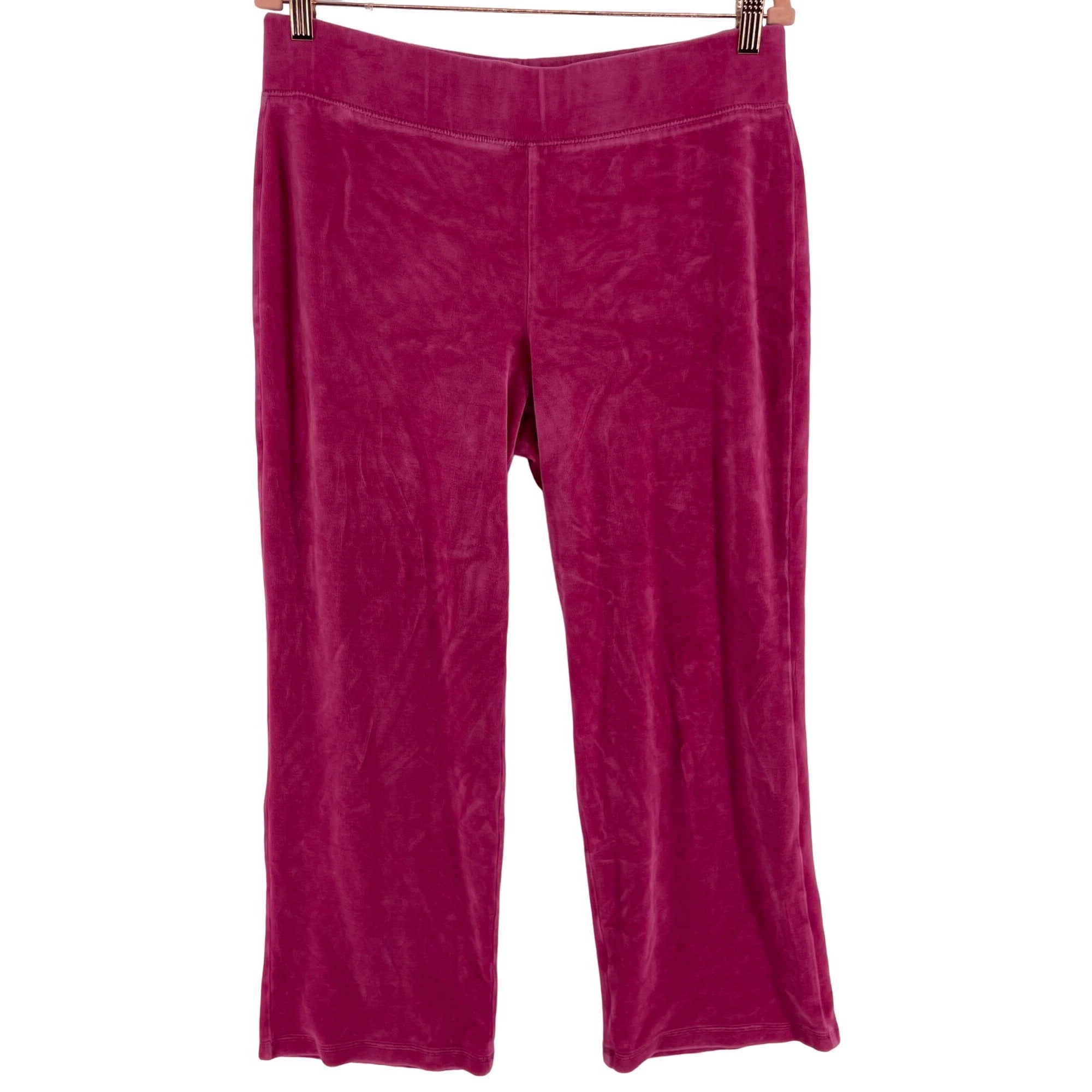 Talbots Women's Size Large Petite Fuchsia Velour Straight-Leg Stretchy Pants