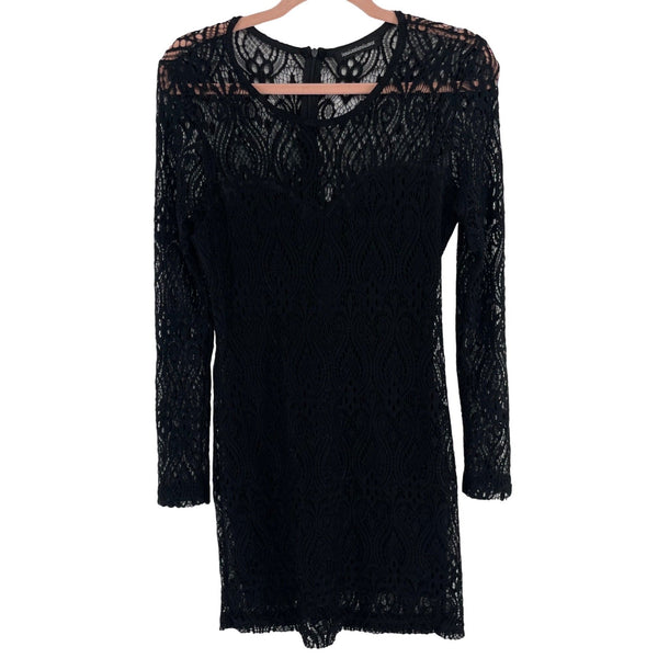 You Are Not Alone Women's Size Large Black Long-Sleeved Lace Dress