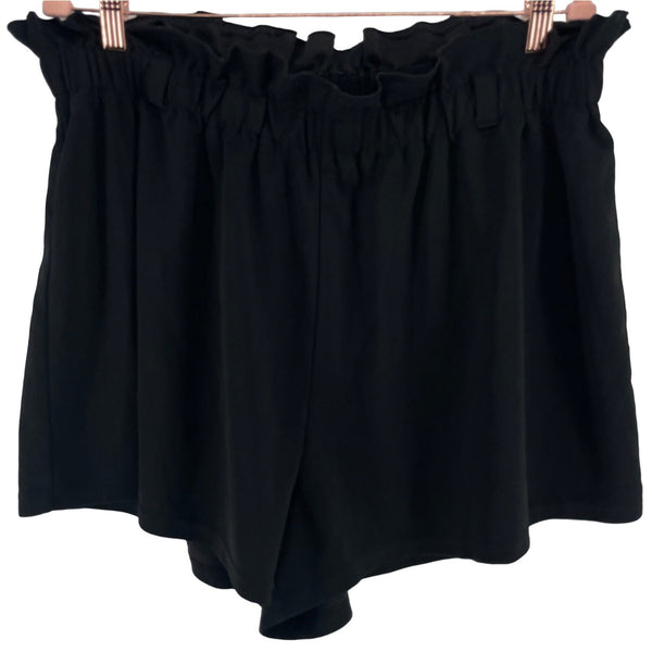 Shein Curve Women's Size 2XL Black Ruffle Elastic High-Waisted Shorts