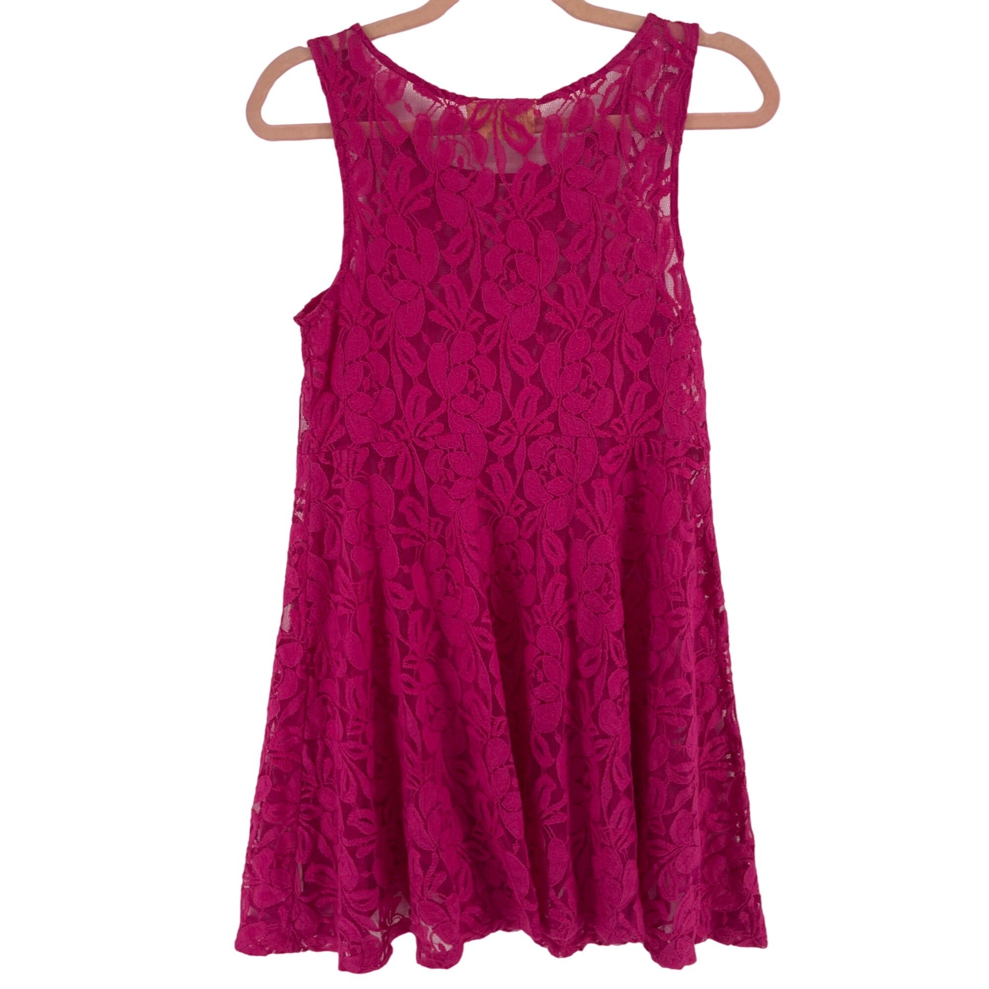 Free People Women's Size Small Sleeveless Fuchsia Floral Lace Dress