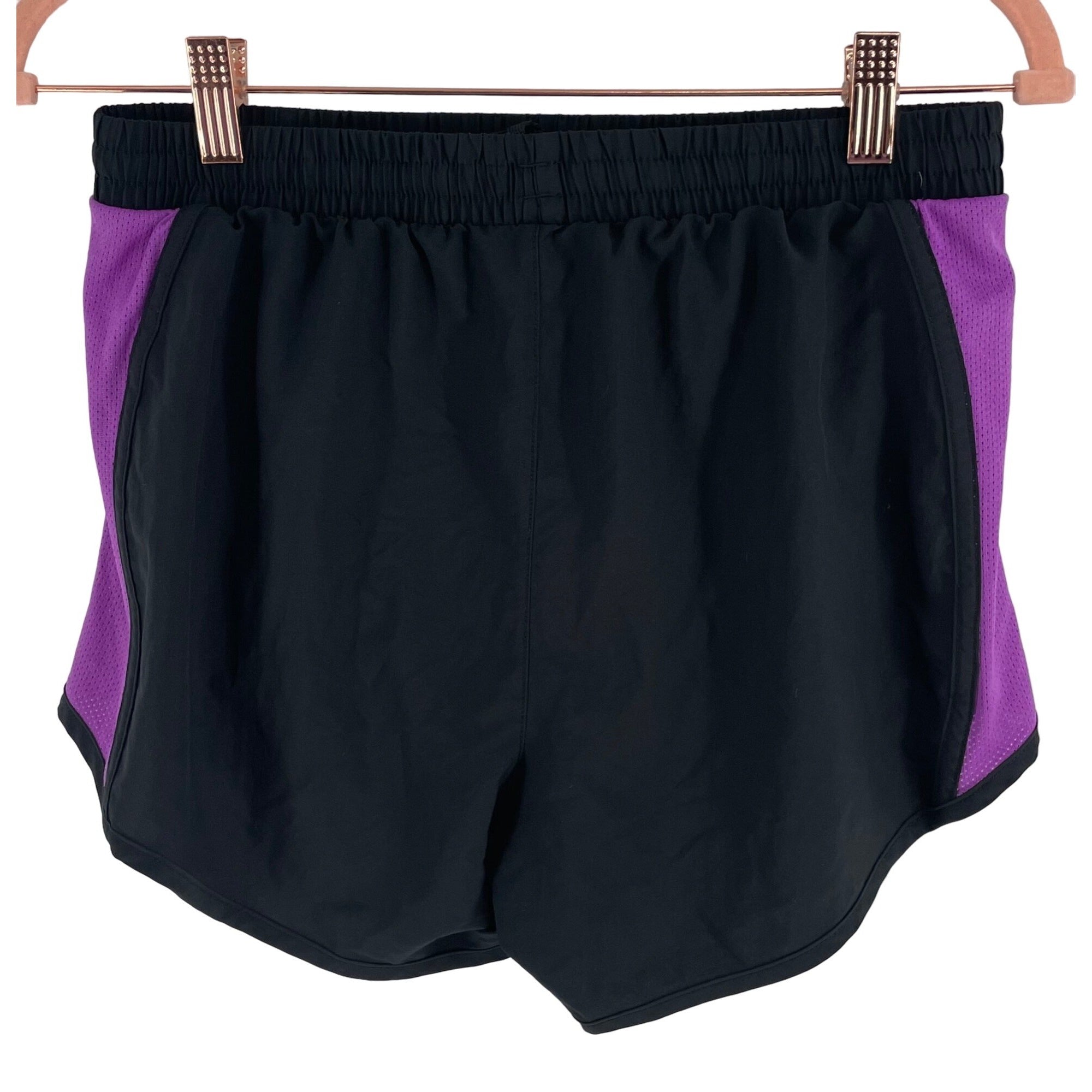 Under Armour Women's Size Small Petite Black & Purple Exercise Shorts W/ Drawstring