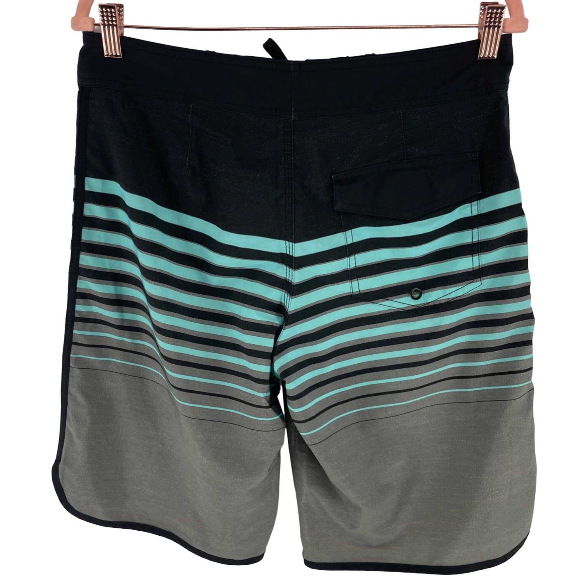 Mossimo Supply Co. Men's Size Medium (32) Black, Grey & Aqua Board Shorts