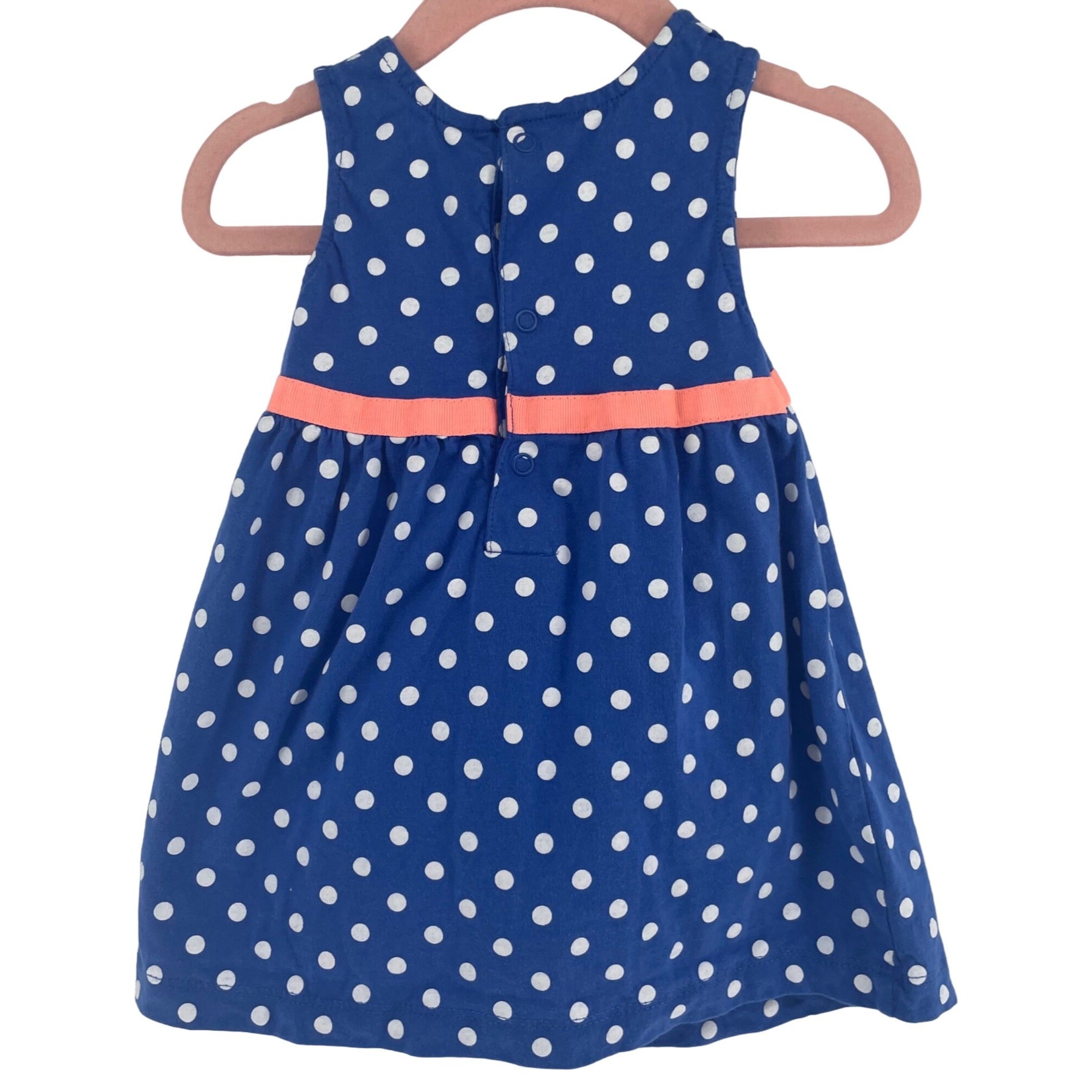 NWOT Carter's Baby Girl's Size 12 Months Blue, White & Coral Polka Dot Dress