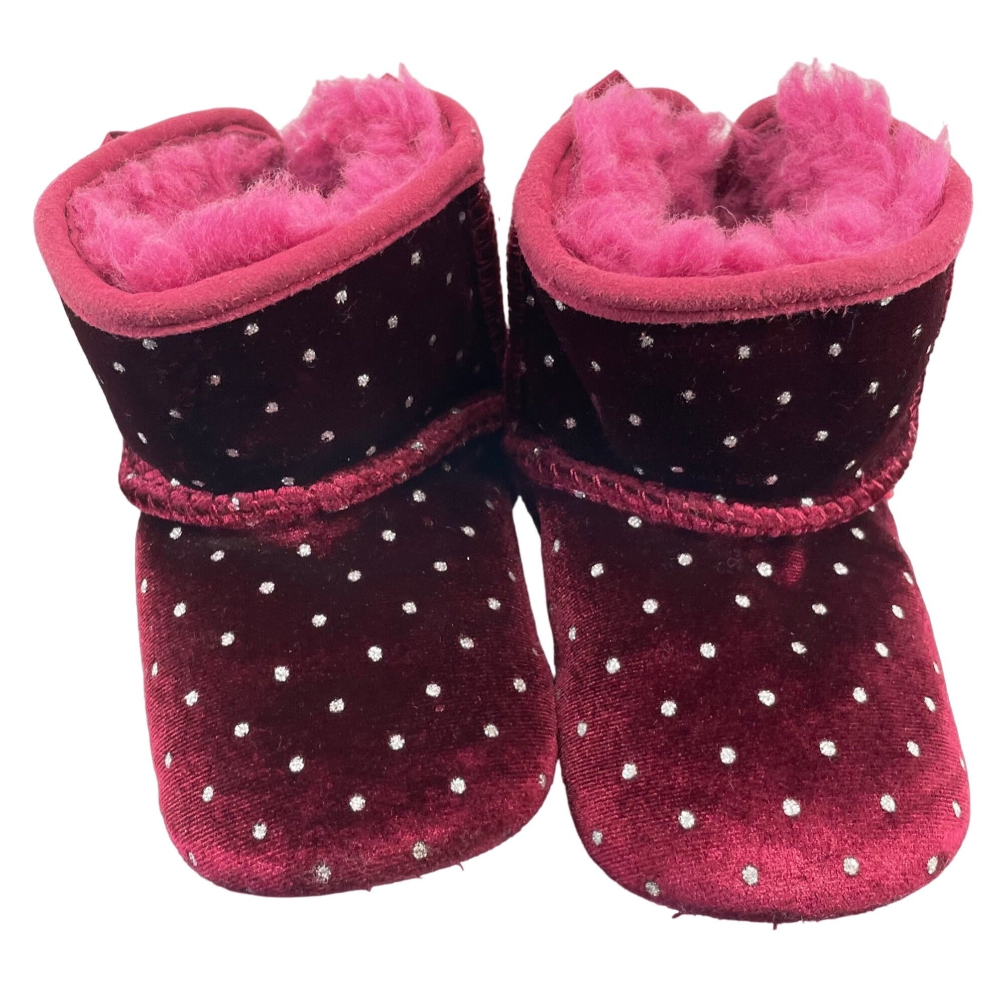 UGG Girl's Size 2/3 Toddler Magenta/Burgundy Velvet Rhinestone Booties